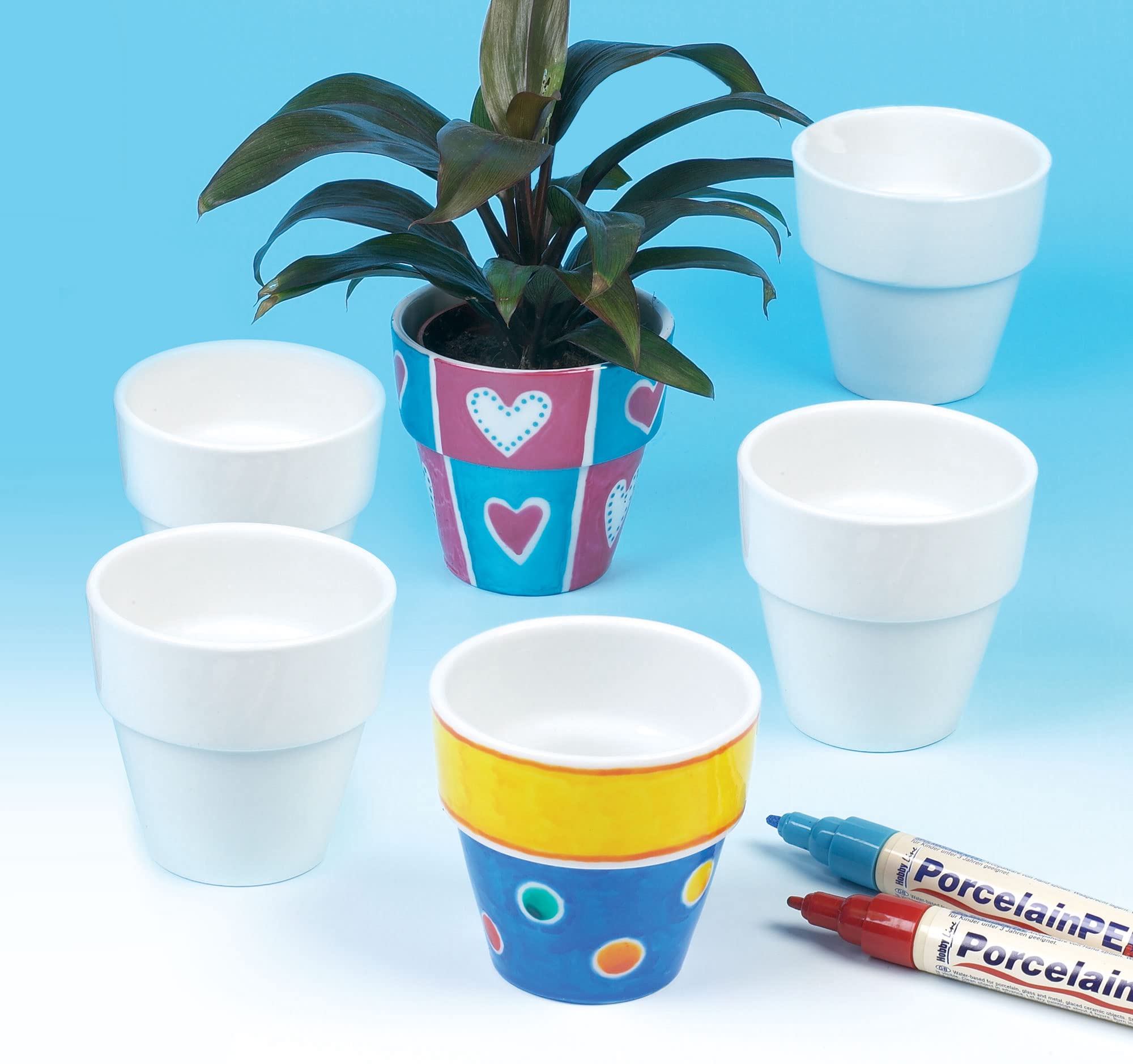 Baker Ross EK162 Mini Porcelain Flowerpots - Craft Kit for Kids (Pack of 6) 6