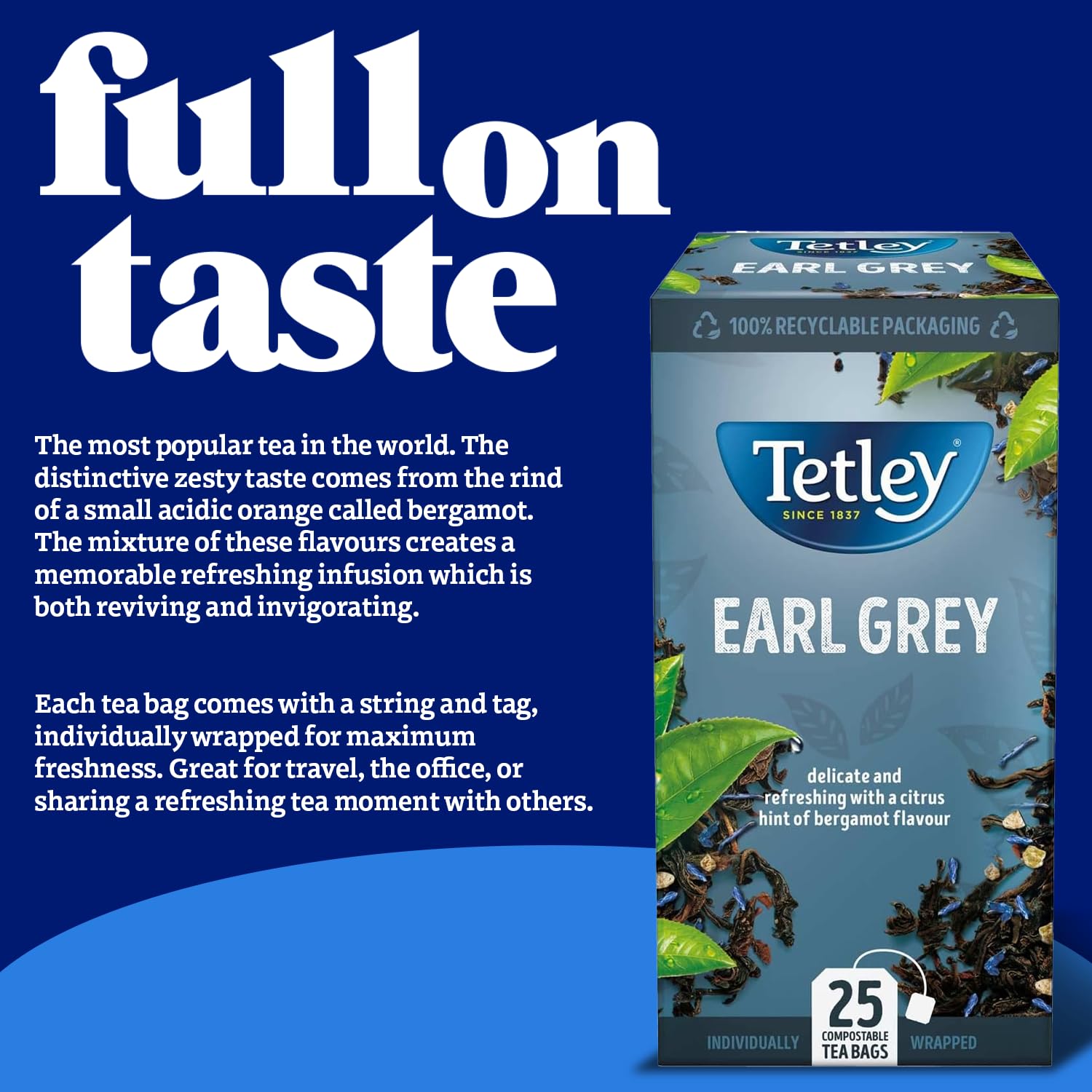 Tetley - Earl Grey Tea Black Tea, 150 Teabags (6 x 25) 8