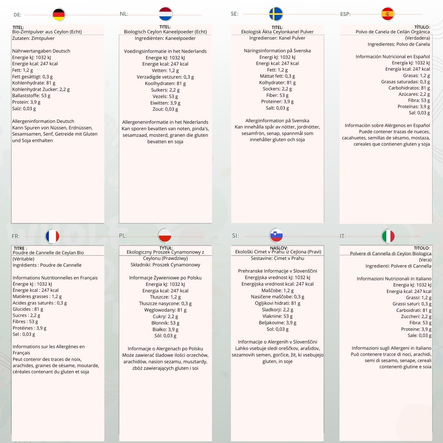 Wholefood Earth Organic Ceylon Cinnamon Powder (True) 125g Raw from Sri Lanka