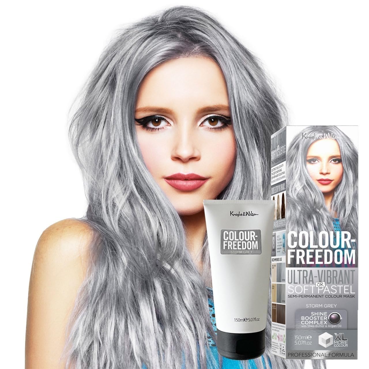 Knight & Wilson Colour-Freedom Storm Grey Semi-Permanent Hair Colour - Vegan, Ammonia-Free, 150 ml
