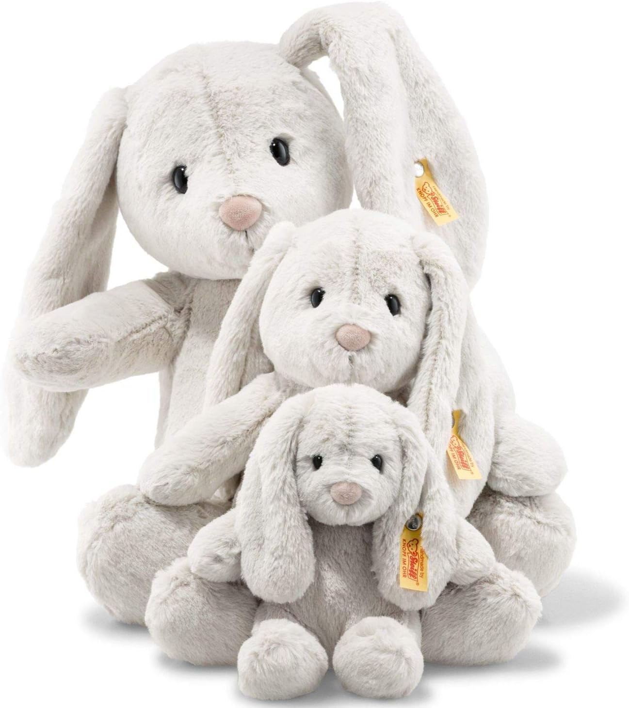 Steiff Soft Cuddly Friends Hoppie Rabbit - Plush Stuffed Animal, 28 cm, Light Grey 4