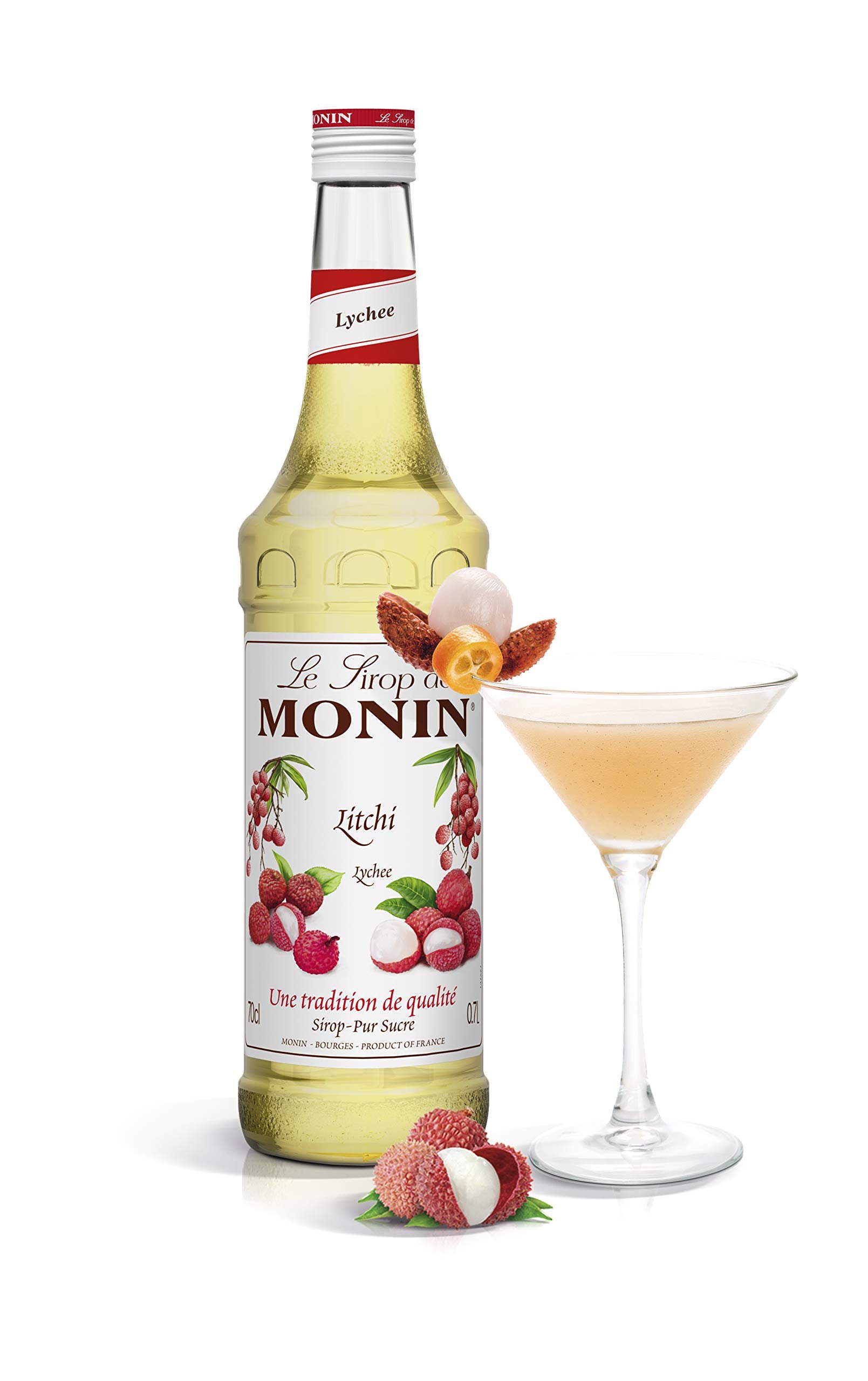 Monin Premium Lychee Syrup - 700ml | Vegan, Natural Flavouring | Cocktails & Mocktails