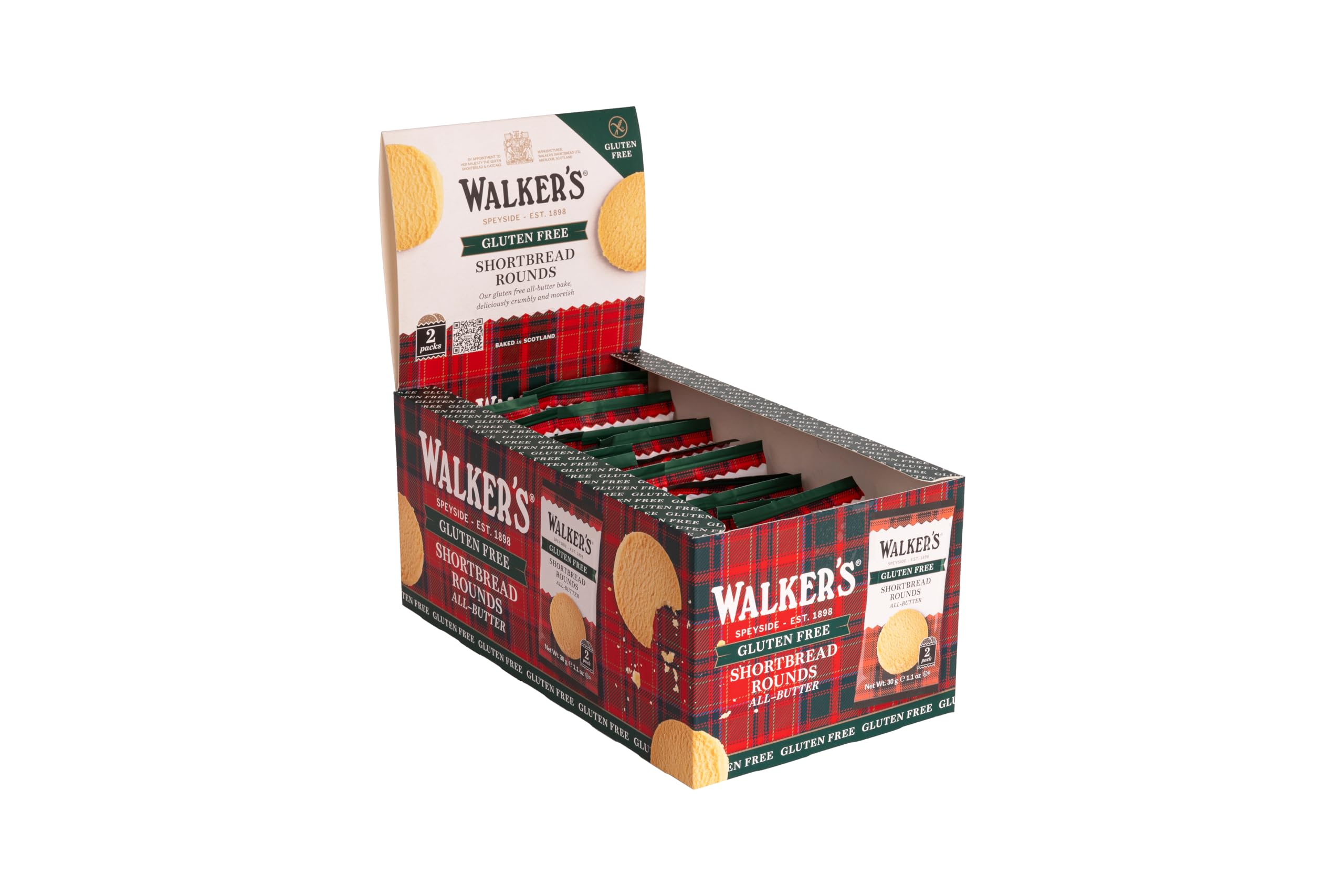 Walker's Shortbread Gluten Free Rounds, Traditional Pure Butter Scottish Cookies, 60 Pack