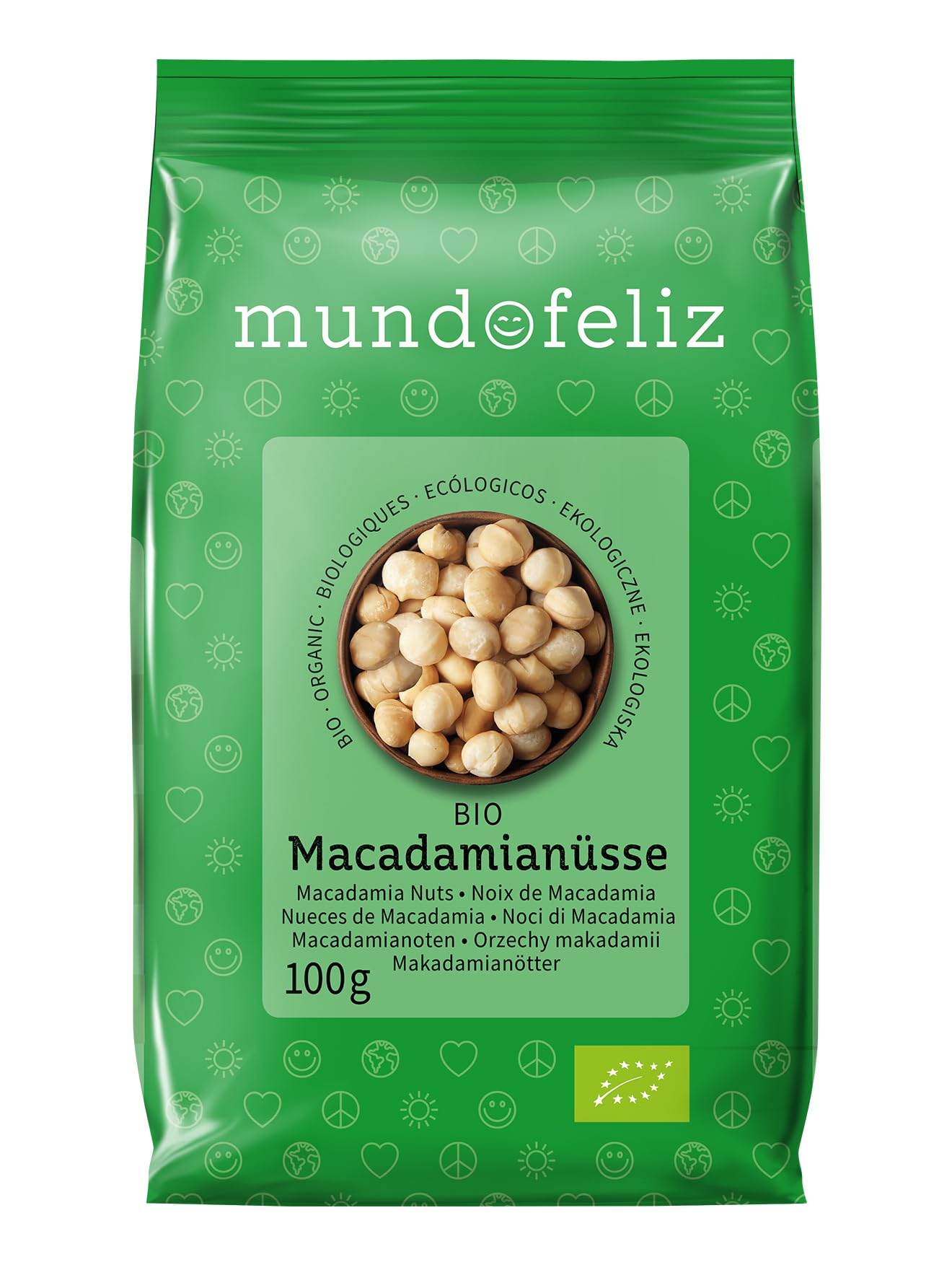 Mundo Feliz Organic Raw Macadamia Nuts 5 x 100 g