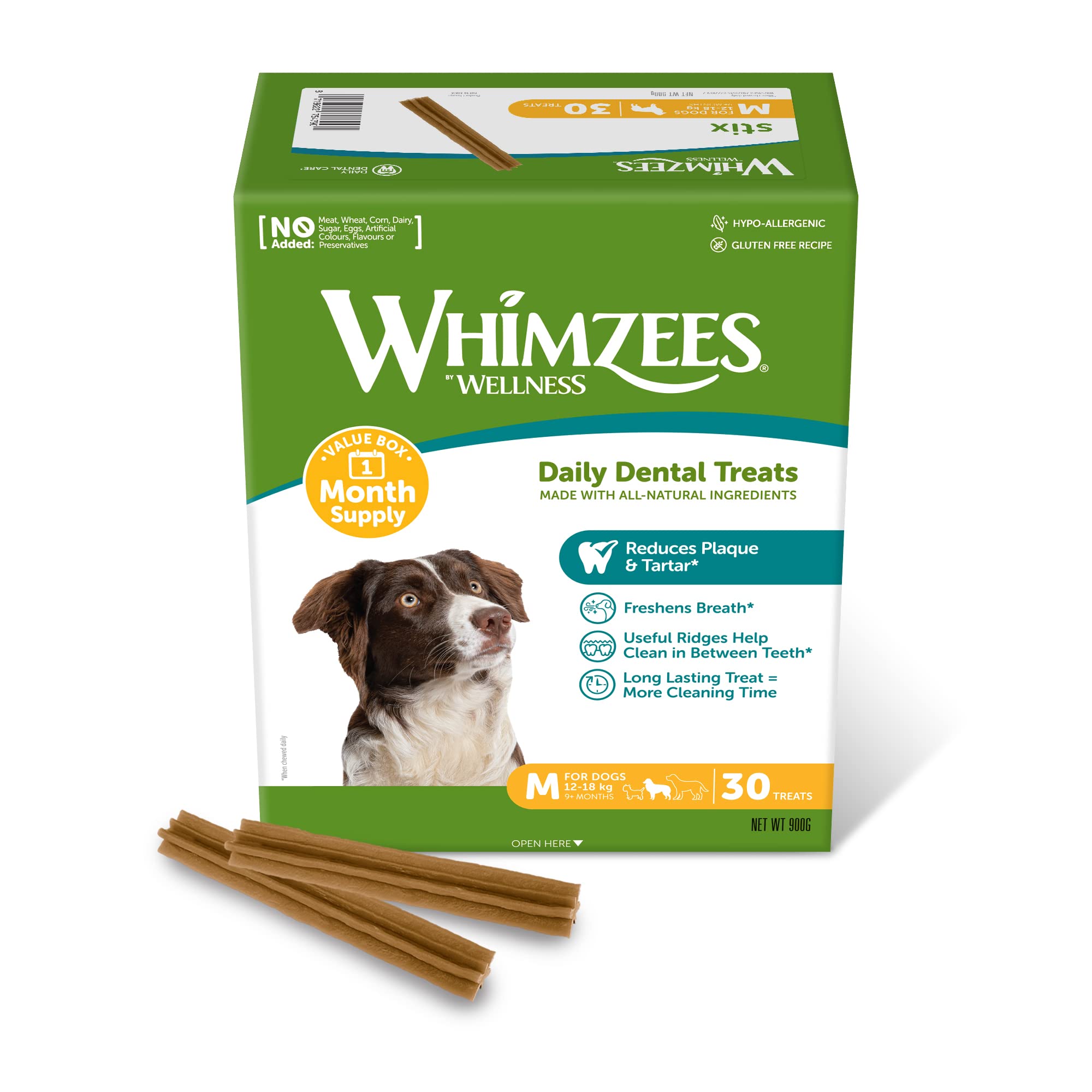 WHIMZEES Stix M Dental Sticks for Medium Dogs | 30 Pieces | Vegetarian & Grain-Free 1