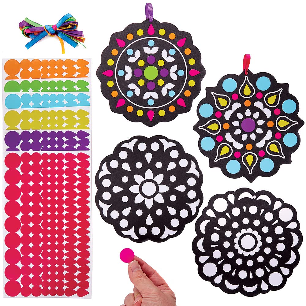 Baker Ross FX232 Rangoli Dotty Art Decorations - Pack of 12 Sticker Craft Kit