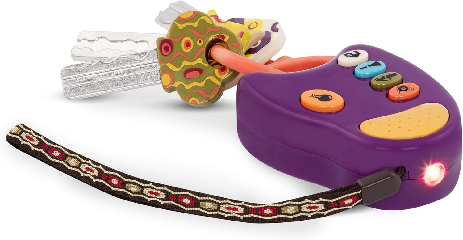 B. toys FunKeys Toy Car Keys with Light and Sounds for Toddlers – Purple