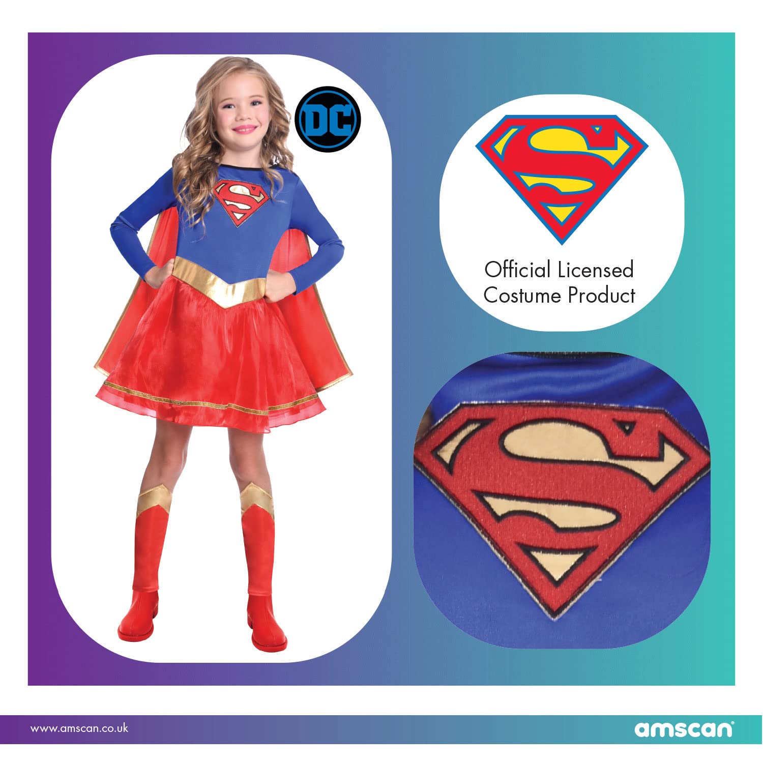 amscan Warner Bros. DC Comics Supergirl Classic Fancy Dress Costume - Kids
