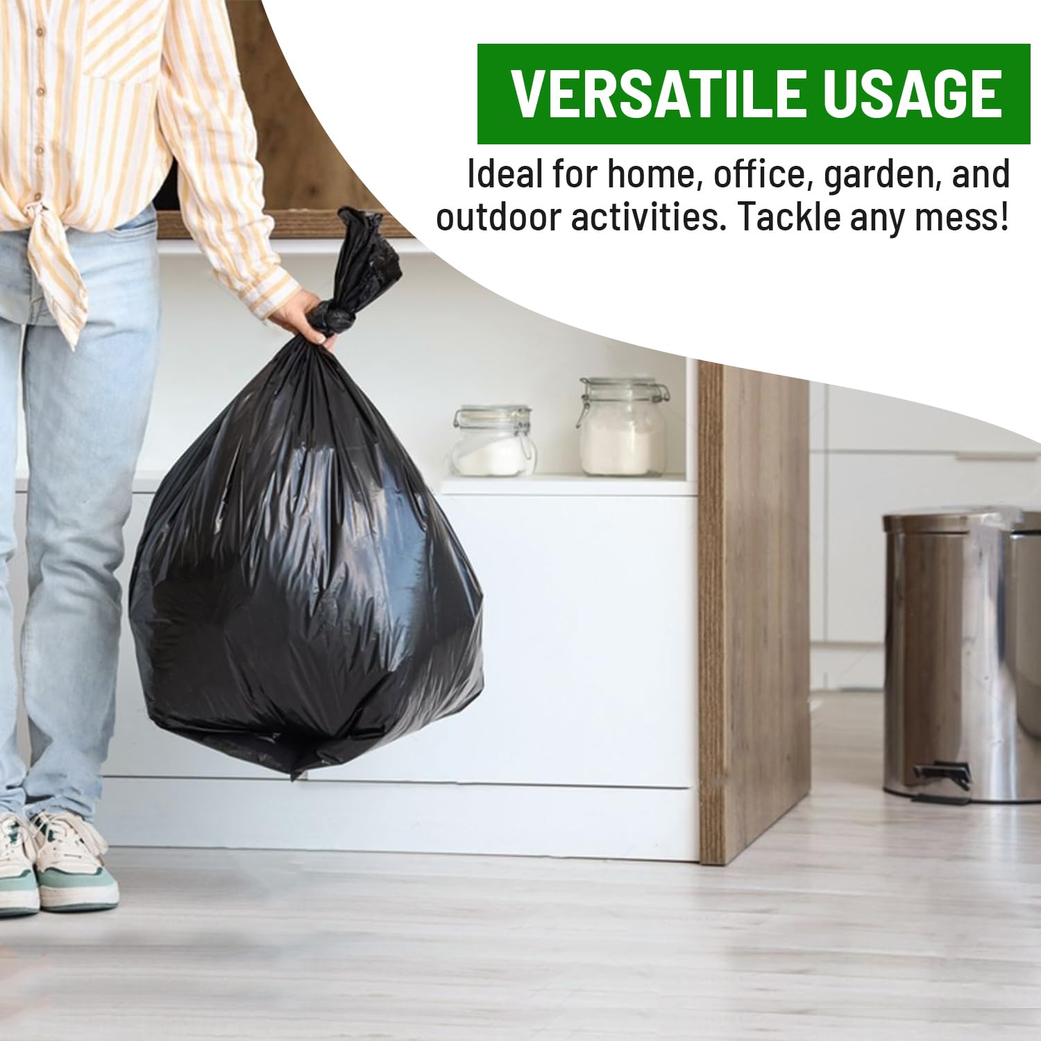 Delka Heavy Duty Black Bin Bags – 25 Micron Extra Strong Leak-Proof Garbage Liners – 25 Pack 4