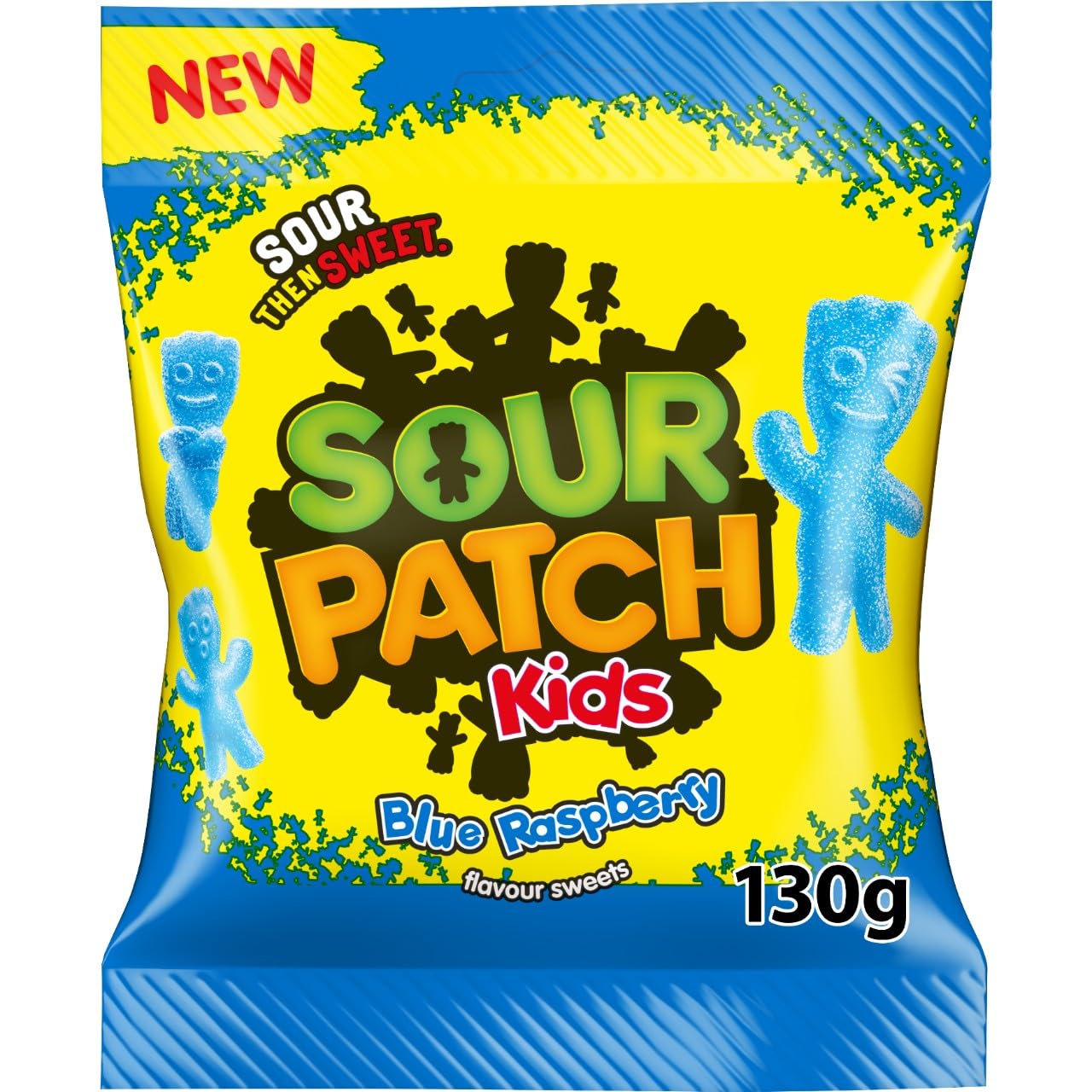Sour Patch Kids Blue Raspberry, Soft & Chewy Sour Then Sweet Candies, 130 g