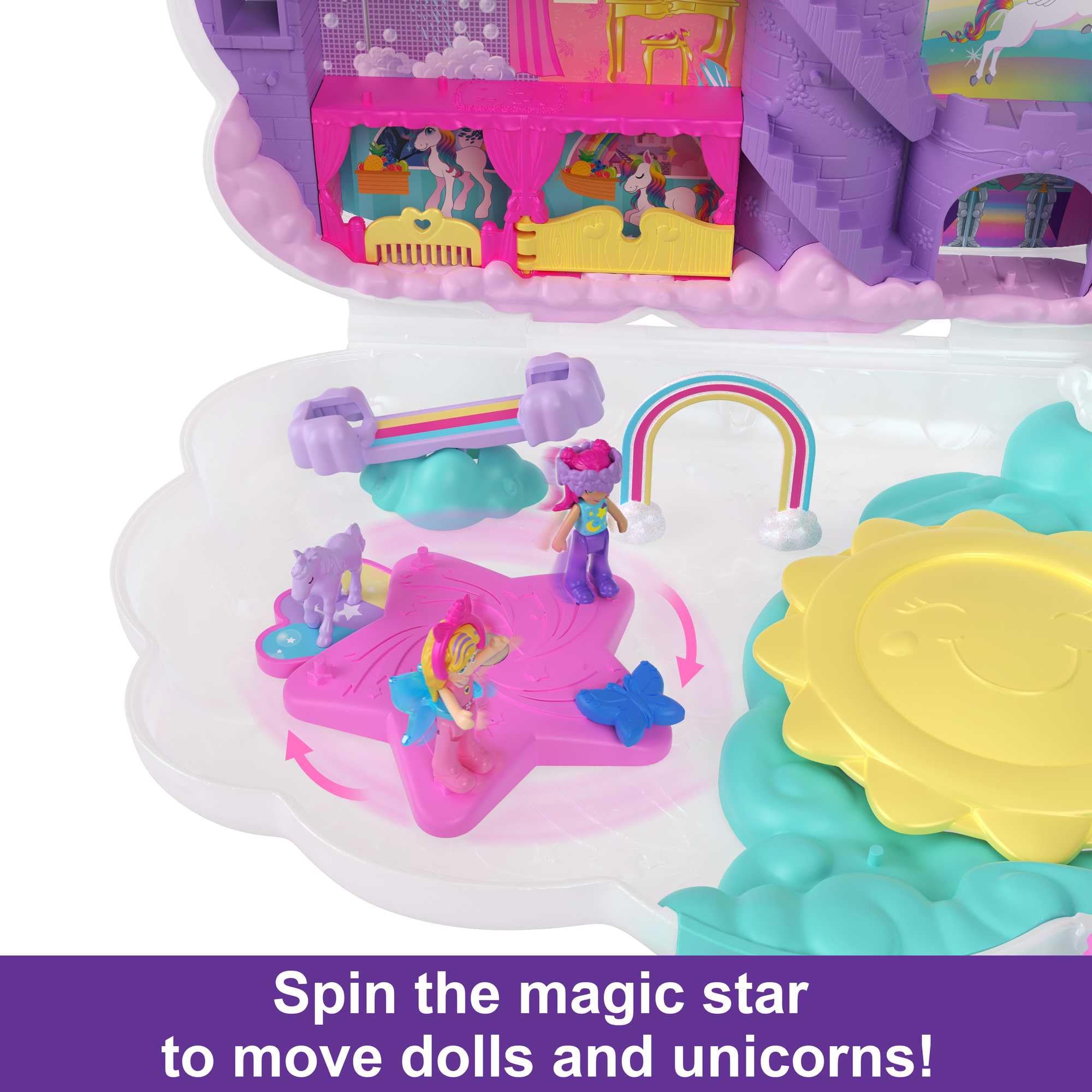 Polly Pocket Rainbow Unicorn Salon - 2-in-1 Styling Head & Playset for Kids 4+ 9