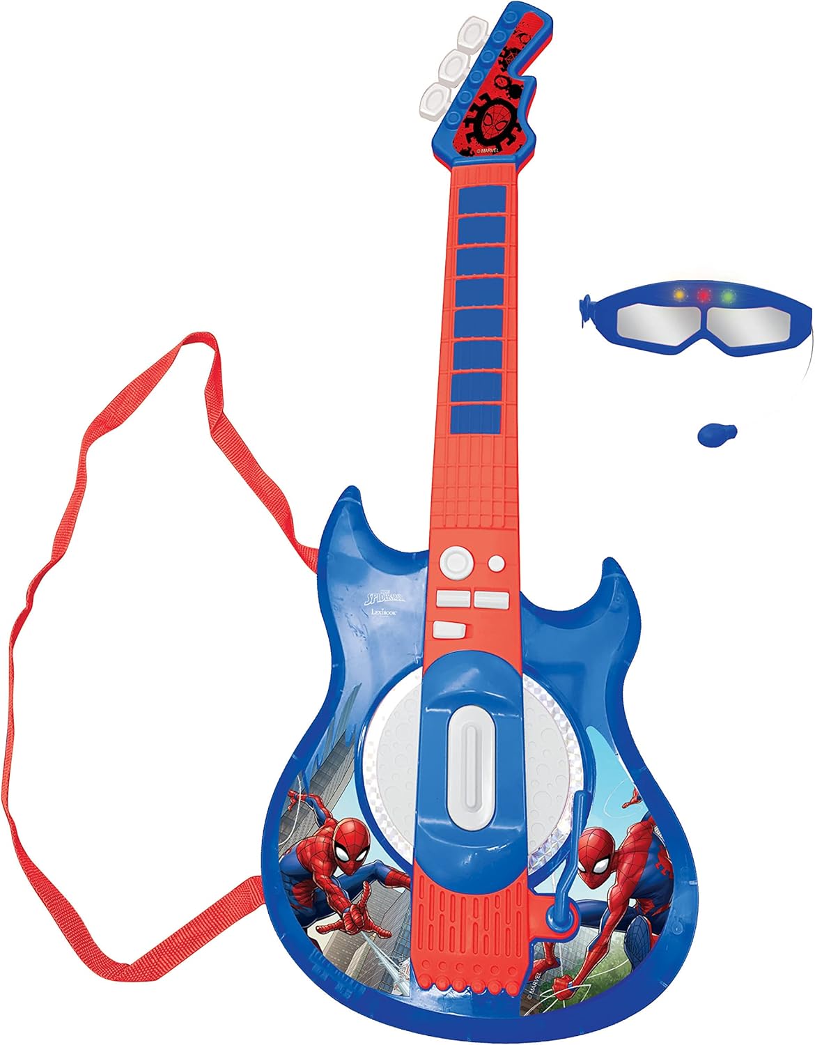 Lexibook K260SP Spider-Man Electronic Lighting Guitar with Mic and Glasses - Musical Toy for Kids