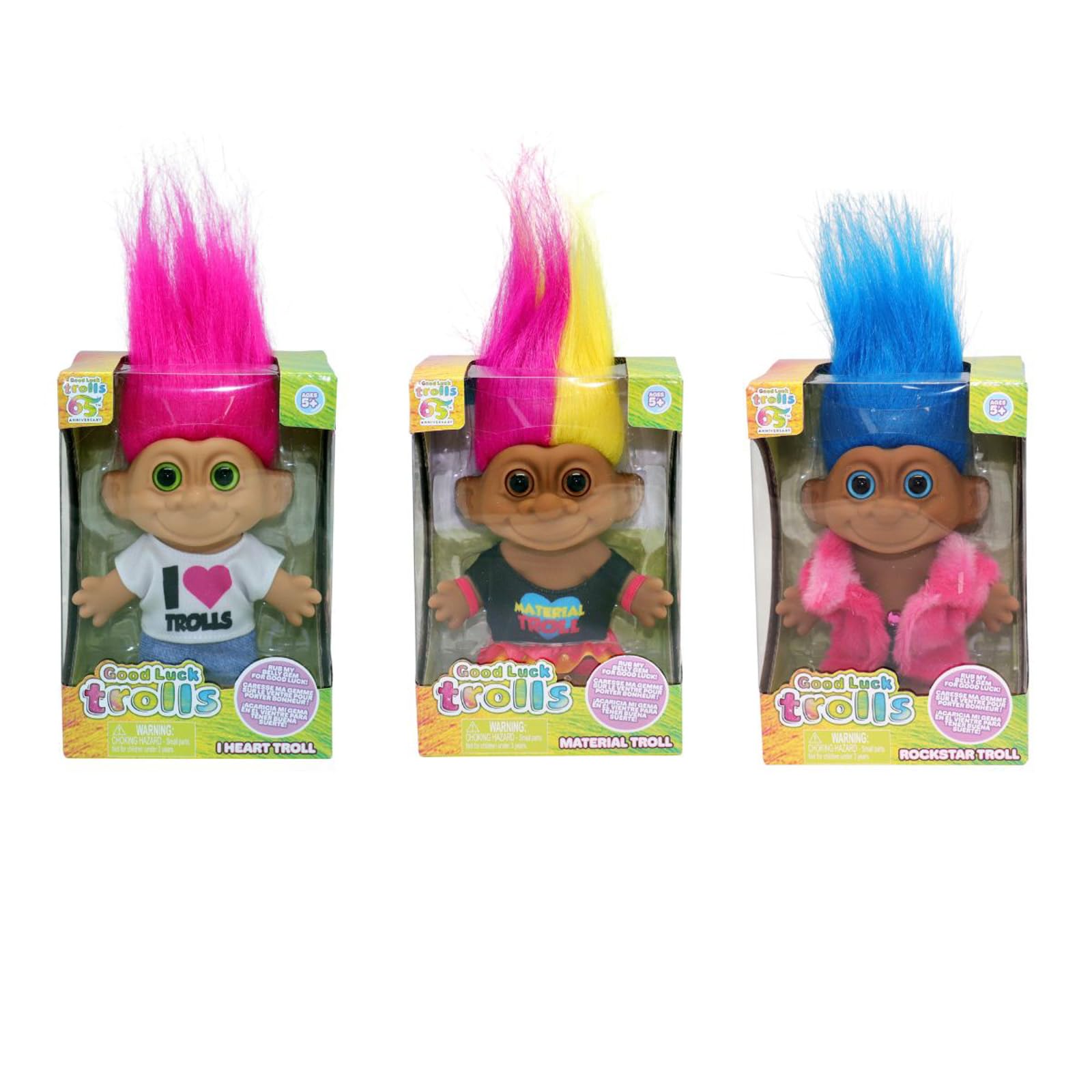 Good Luck Trolls 4" Doll - I Heart Troll, 80's Glam Fusion, Retro Rainbow Figure by BANDAI 4