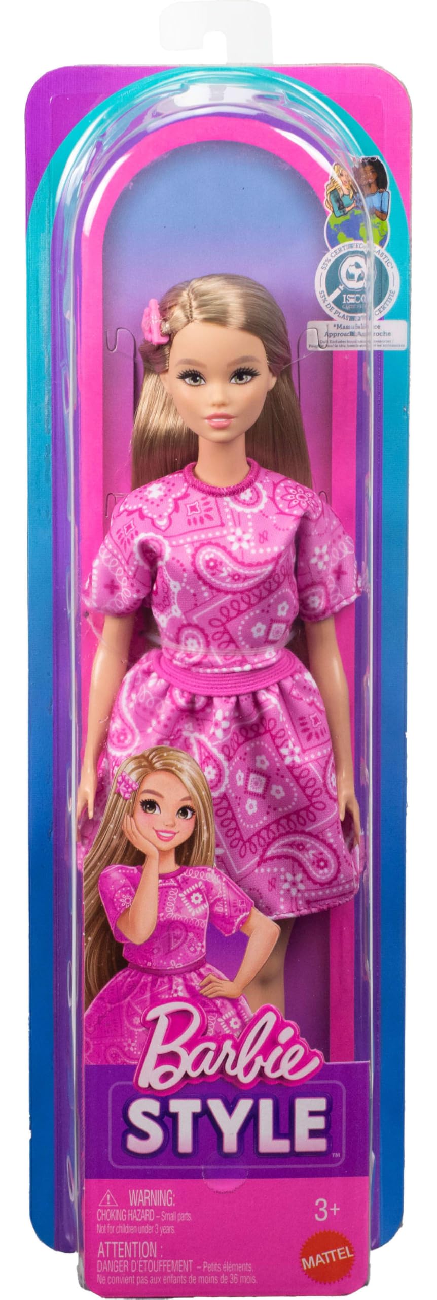 Barbie Fashionistas Doll #249 with Blonde Hair, Pink Paisley Outfit | Ages 3+ 6