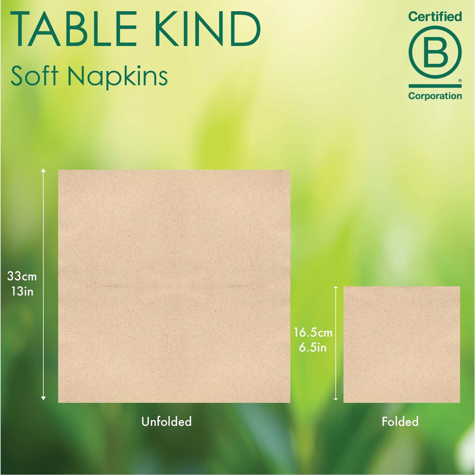 Talking Tables Table Kind 100 Pack Soft Recycled Paper Napkins Brown 2-Ply 33cm