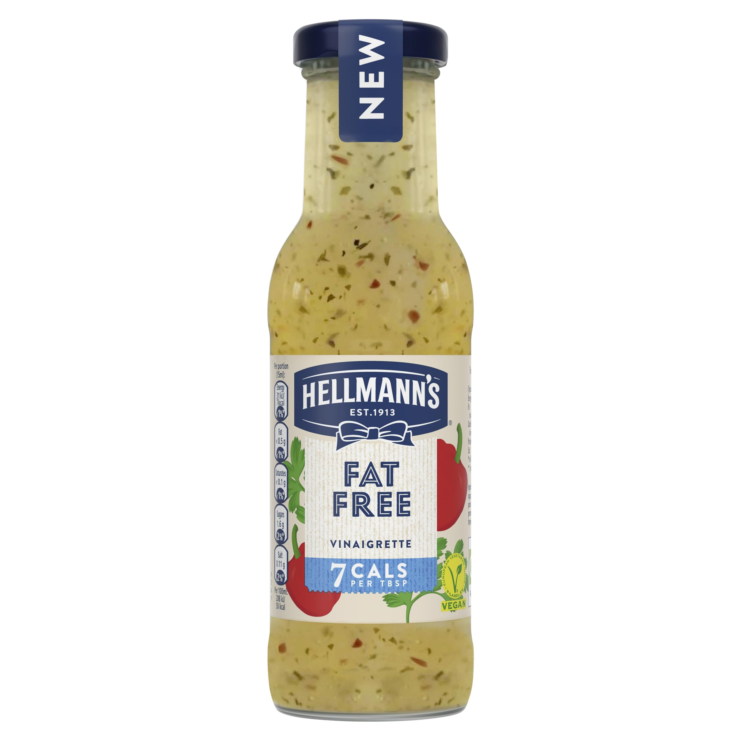 Hellmann's Fat Free Vinaigrette Vegan Salad Dressing - 200g Glass Bottle