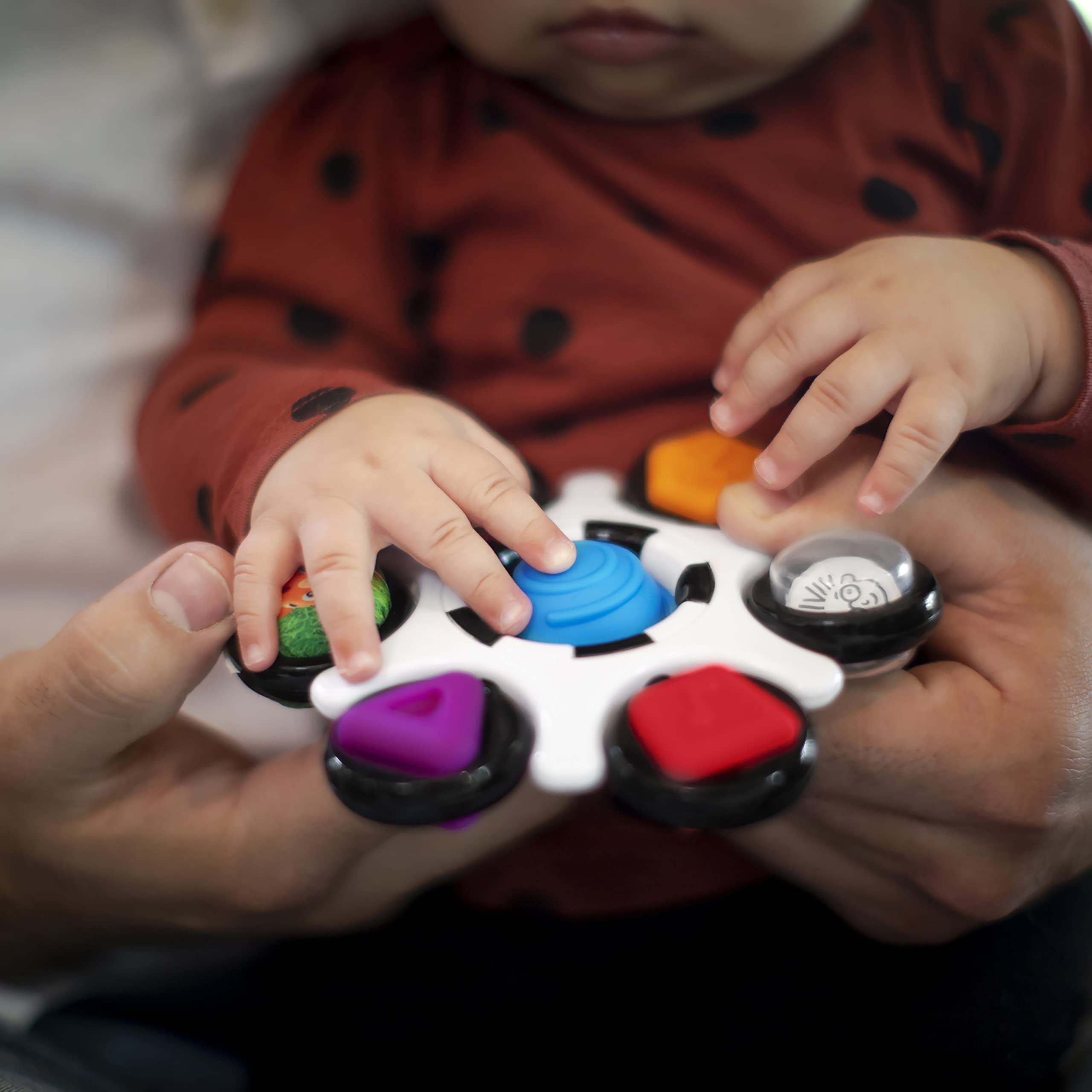 Baby Einstein Curiosity Clutch Fidget Sensory Toy and Pop It Rattle - 6-Activity Infant Toy for 3M+ 3