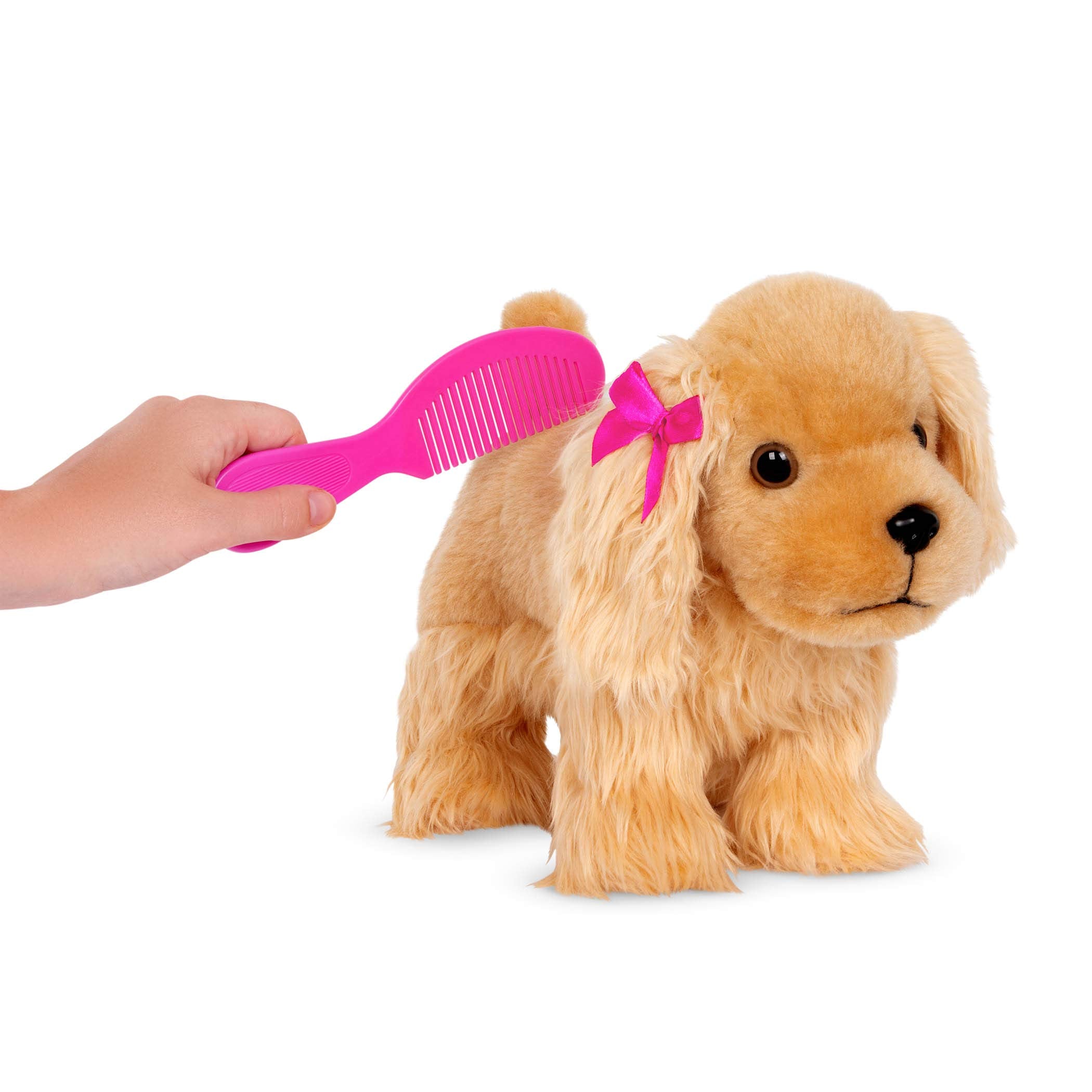 Pucci Pups Plush Cocker Spaniel with Carrier Bag – Pink & Gold Dog Toy for Kids 3+