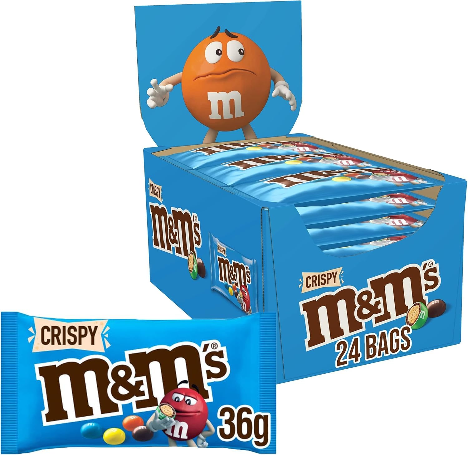 M&M's Crispy Chocolate Bulk Box - 24 Pack Movie Night Snacks, Chocolate Gifts