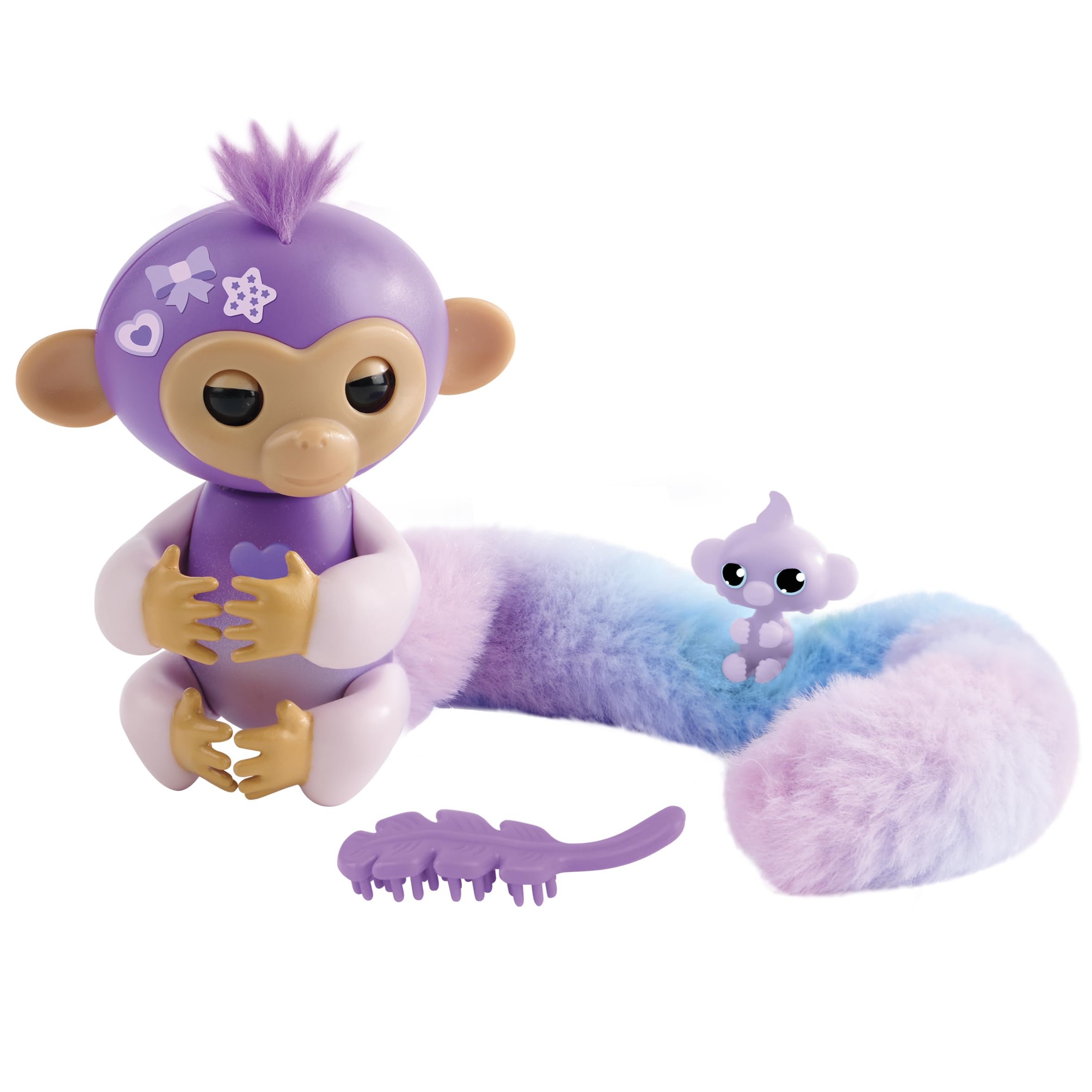 Fingerlings Snuggle Tails - Interactive Purple Monkey (Coco) with Soft Fluffy Tail, Ages 5+