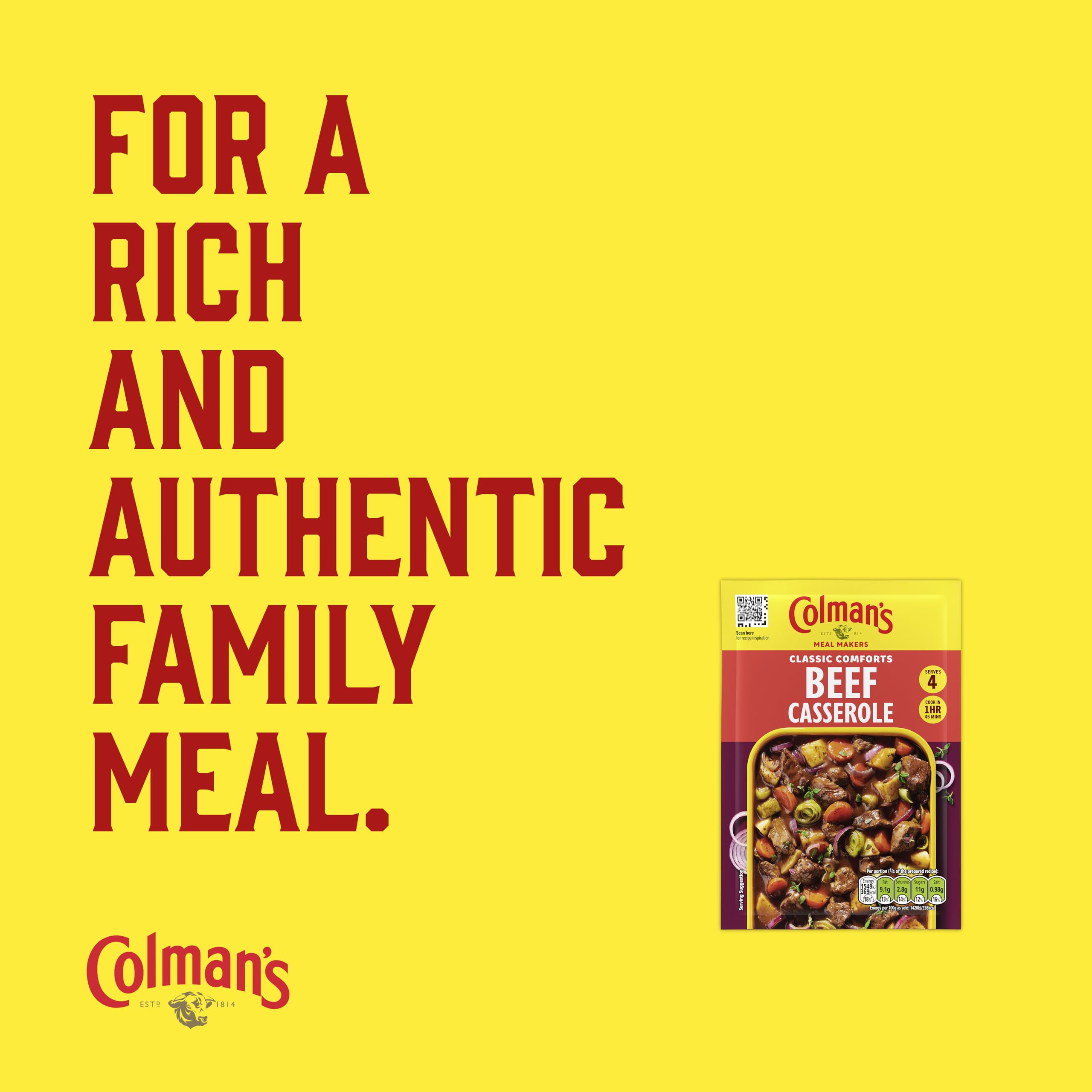 Colman's Beef Casserole Meal Maker - Classic Comfort Food Mix with Herbs & Spices