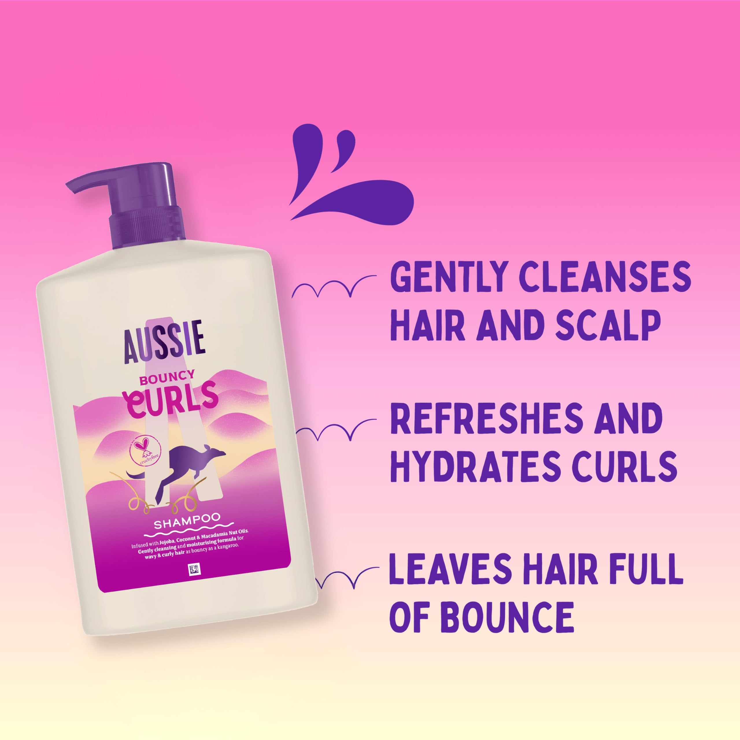 Aussie Bouncy Curls Silicone-Free Shampoo (1L) - Hydrating Shampoo for Curly & Wavy Hair