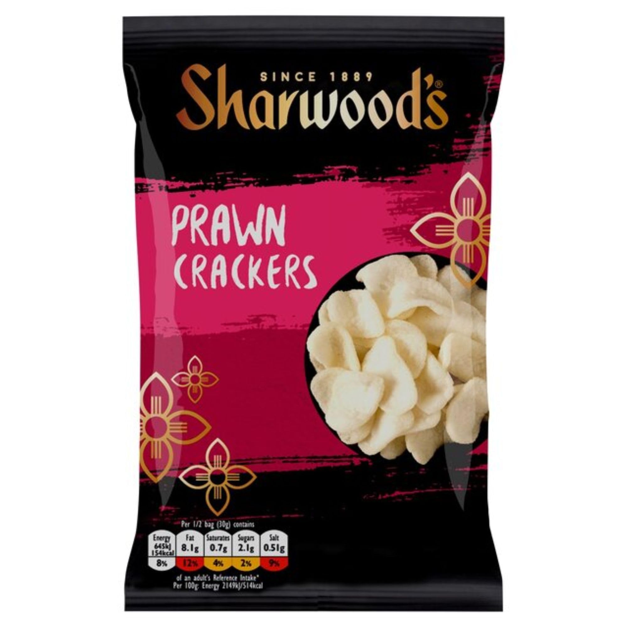 Sharwood's Prawn Crackers – Crispy Chinese Snack with Real Prawns, 60g Pack of 6