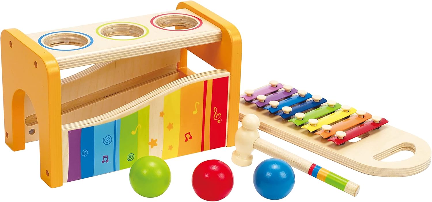 Hape Pound & Tap Bench with Slide-Out Xylophone - Musical Learning Toy for Toddlers 12M+ 4