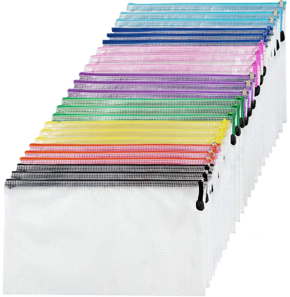 NORTHERN BROTHERS 24PCS A4 Plastic Zip Wallets - Waterproof PVC File Pockets | 8 Colors 1