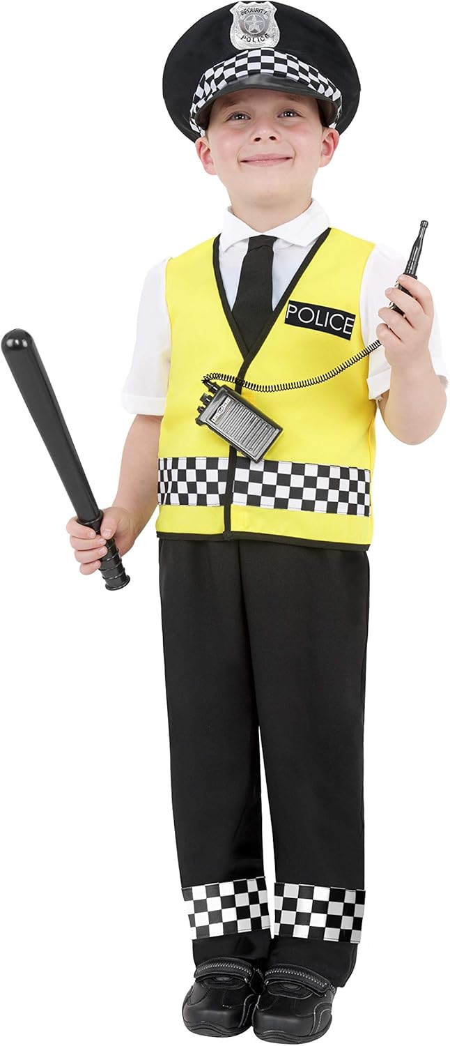 Smiffys Police Boy Costume - Top, Trousers, Hat & Radio Set, Ages 4-6
