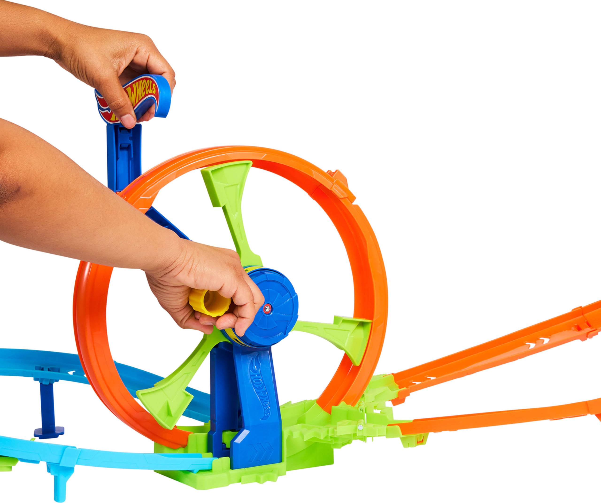 Hot Wheels Rapid Launch & Loop Playset - Crank-Powered Race Track for Kids 4+