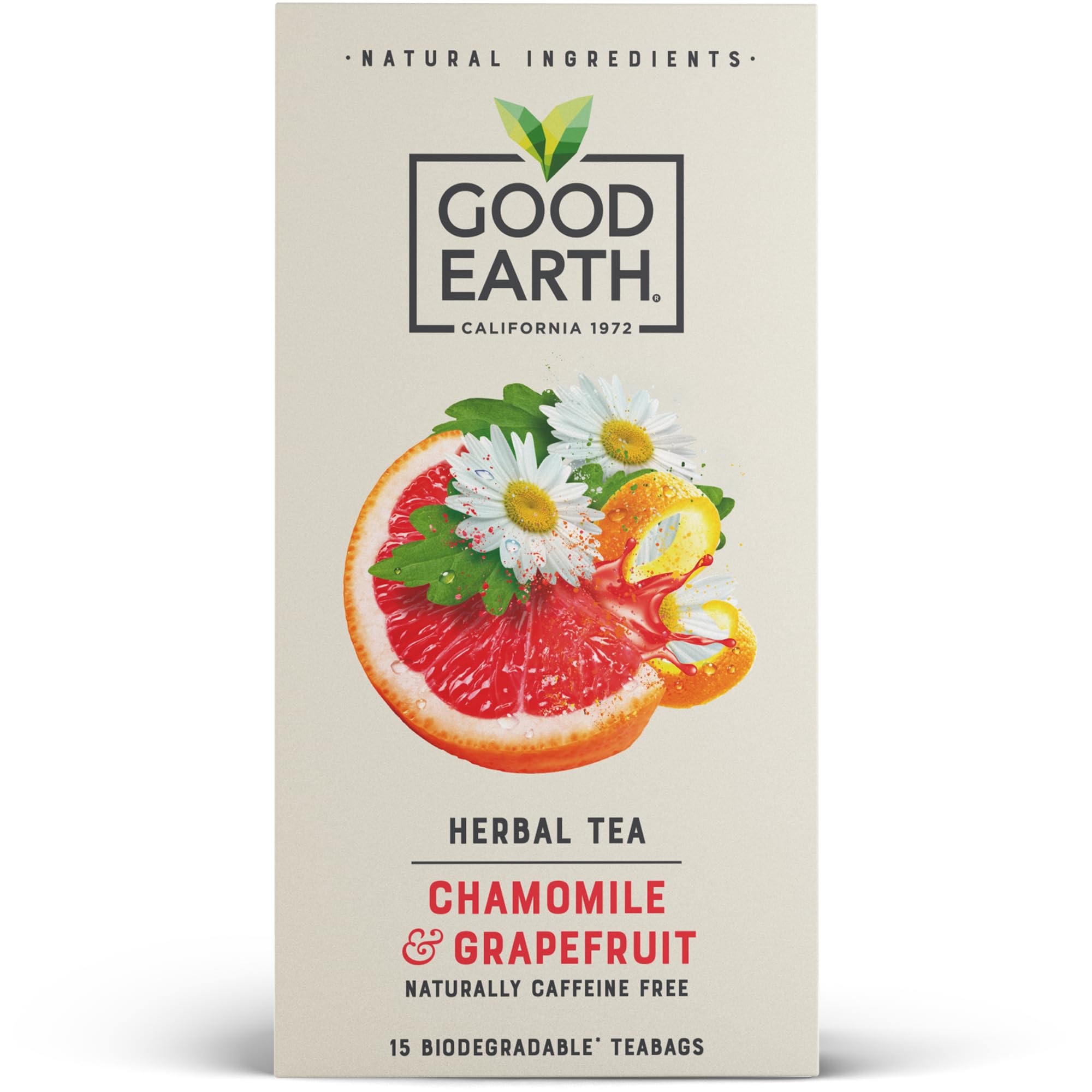 Good Earth Tea Co. Chamomile & Grapefruit Tea Bags - Naturally Caffeine-Free Herbal Infusion