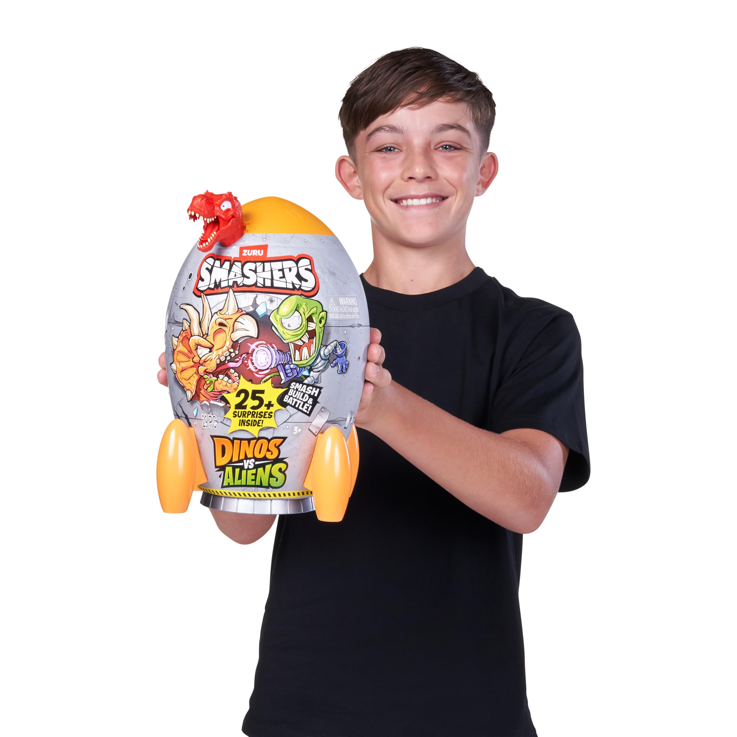 Smashers Dino vs Aliens Medium (T-REX) - Smashable Egg Toy with 20+ Surprises for Kids