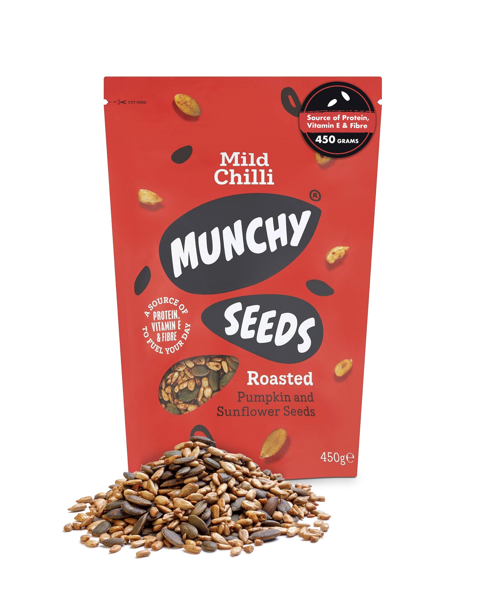 Munchy Seeds Mild Chilli Sunflower & Pumpkin Seed Mix - Protein Snack, Gluten-Free | 450g