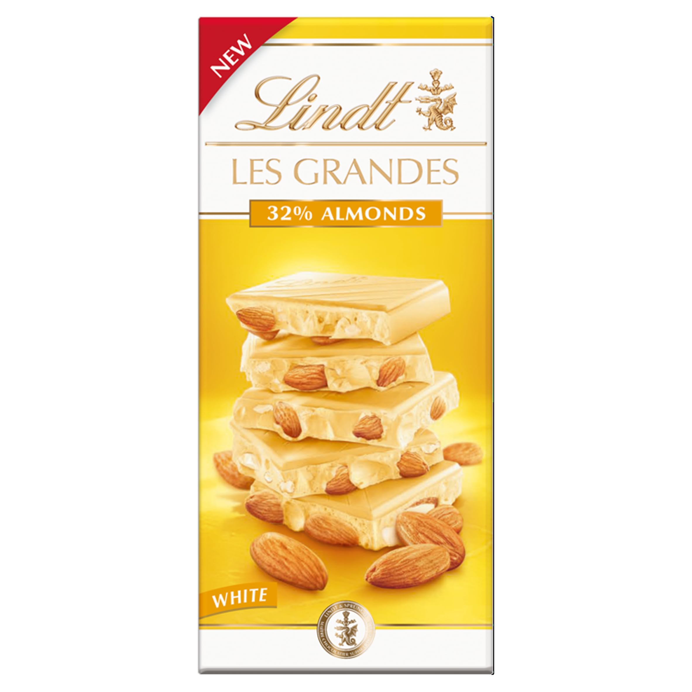 Lindt Les Grandes White Chocolate Bar with Sweet Caramelized Almond Pieces - 150g