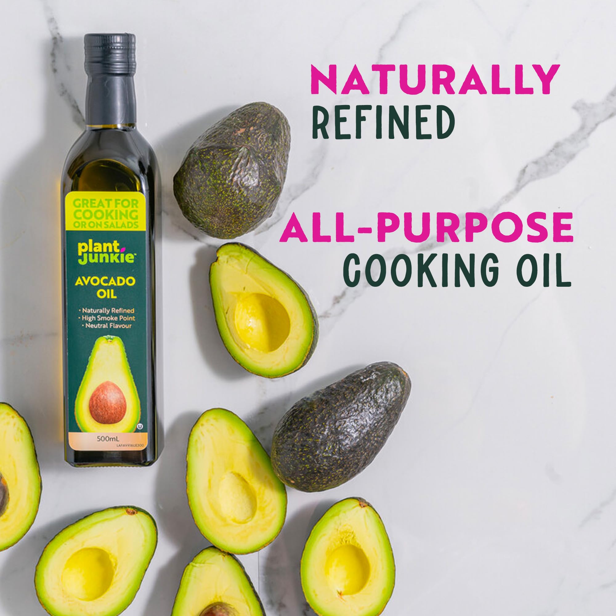 Plant Junkie Naturally Refined Avocado Oil - 500mL Glass Bottle