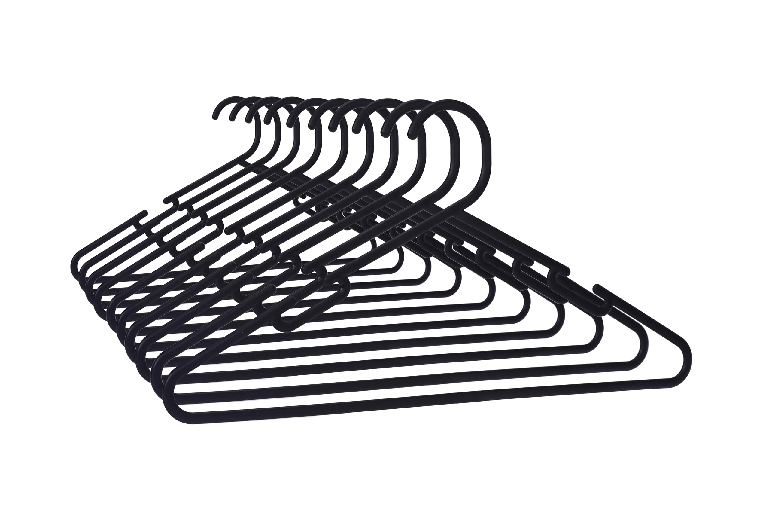 1ABOVE - 25pk Adult Black Plastic Coat Hangers with Trouser Bar & Clips
