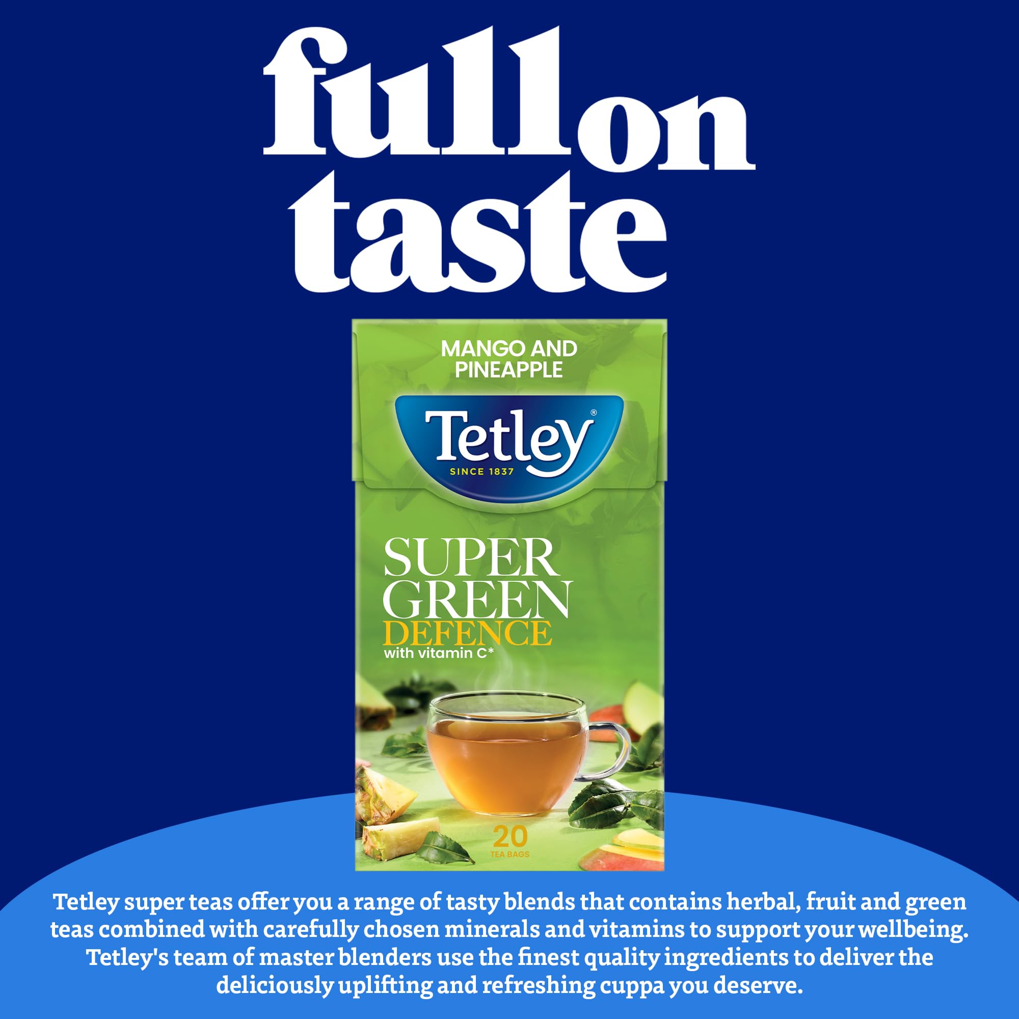 Tetley Super Green Tea Immune Tropical Teabags - 20 Count | Vitamin C Added 2
