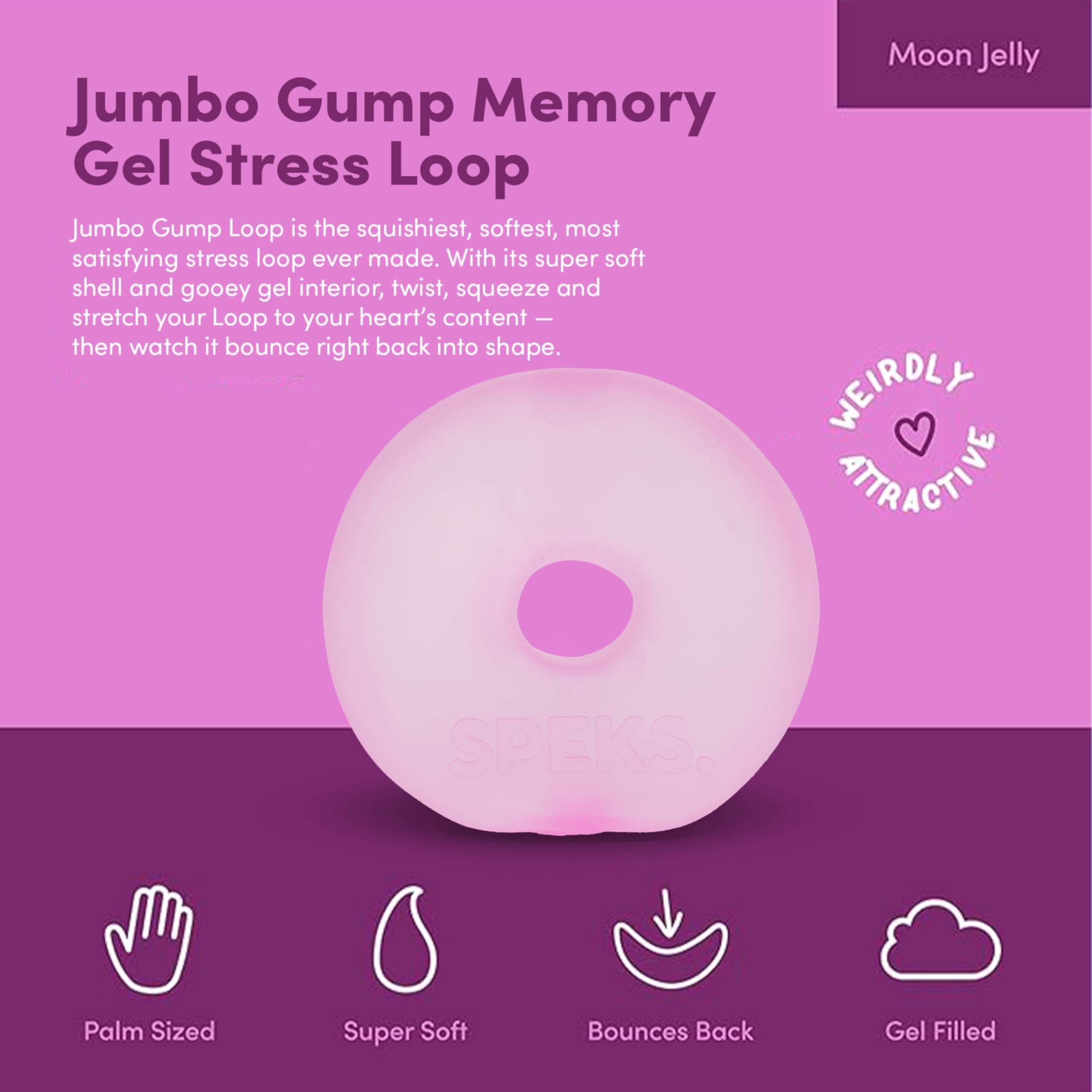 Speks Gump Jumbo Loop Gel-Filled Stress Ball - Ultra-Squishy Fidget Toy | Pink | Large 1 Loop