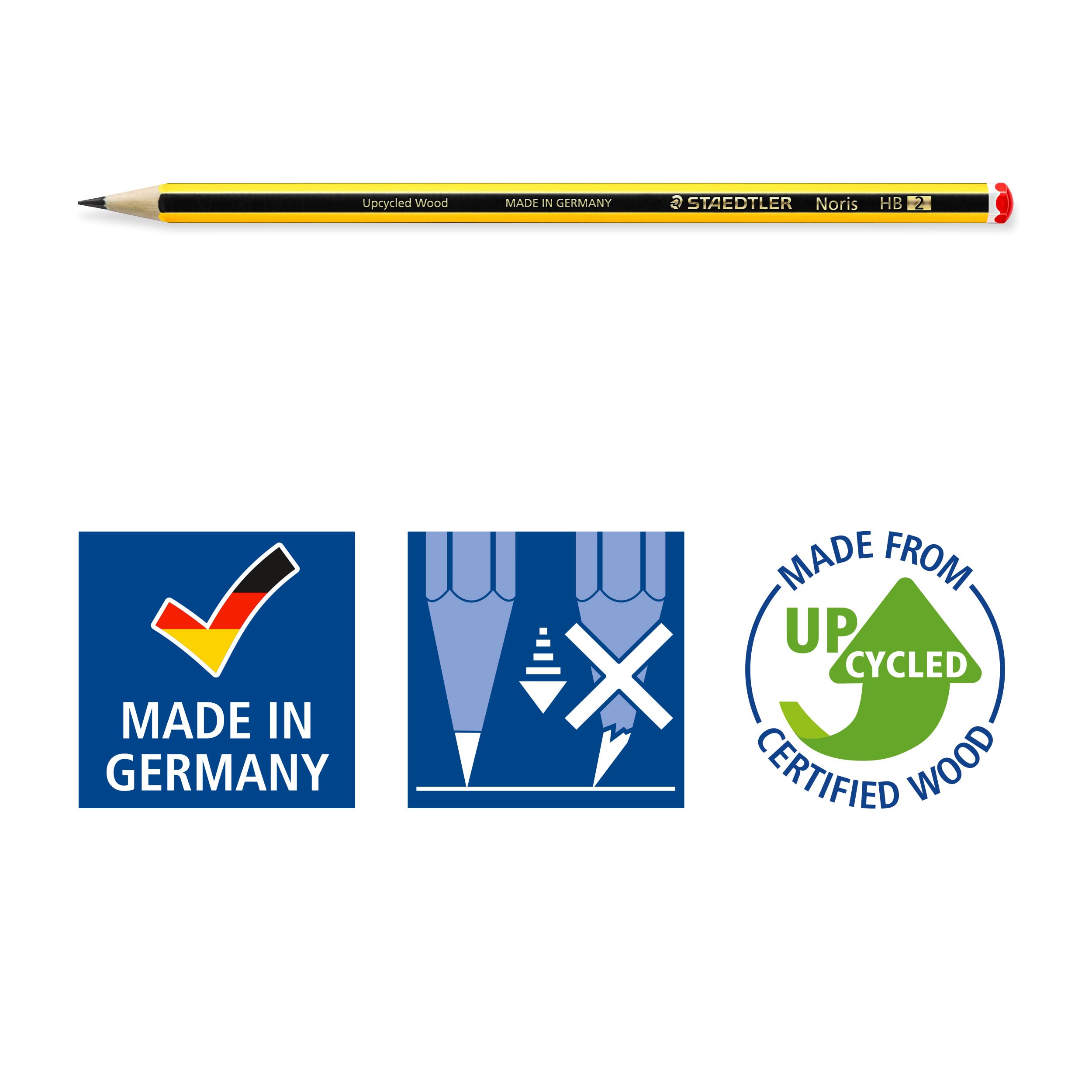 STAEDTLER Noris Drawing Pencils Set - Assorted Degrees (2B, B, HB, H, 2H) | Includes Eraser & Sharpener 5