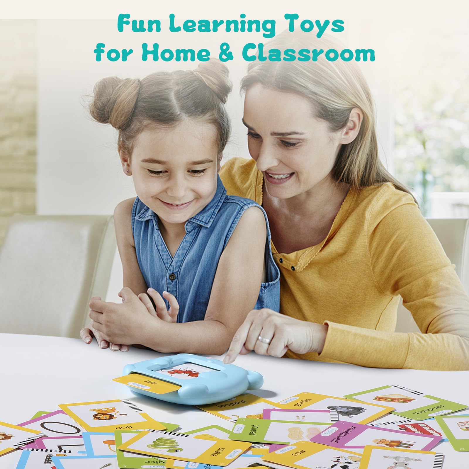 Oderra Talking Flash Cards for Toddlers - 224 Words Interactive Learning Toy for Ages 3+