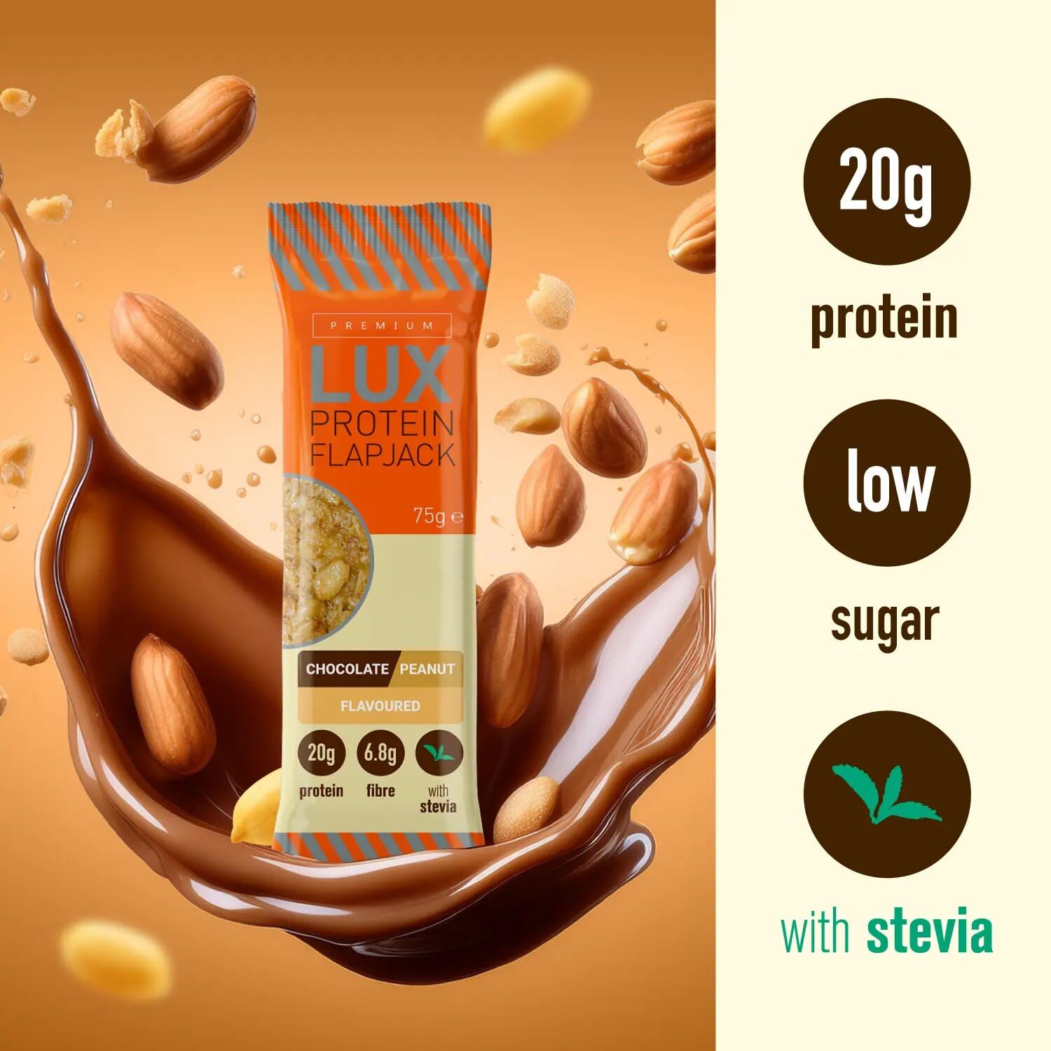 BW Premium LUX 20g High Protein Flapjack Bars - Oat Based Low Sugar Snack, 24 x 75g 5
