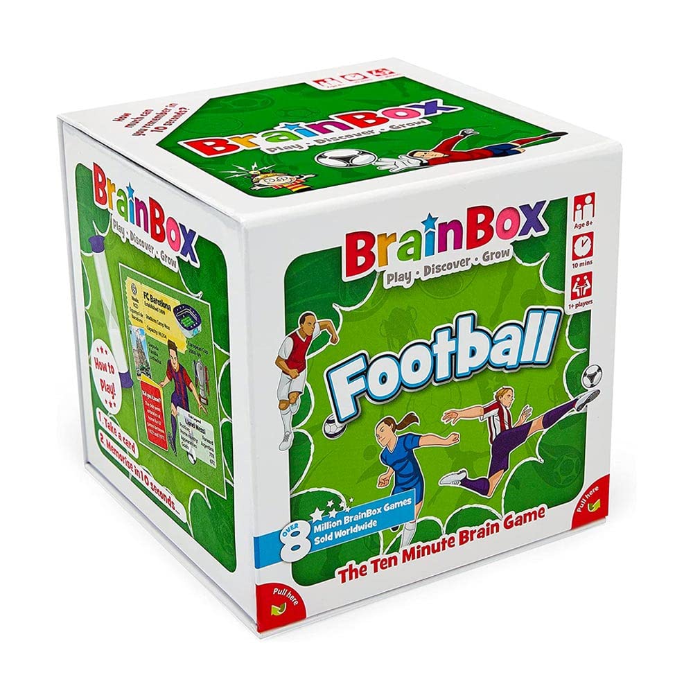 BrainBox Football Card Game | 55 Illustrated Club Cards | Memory & Observation Game