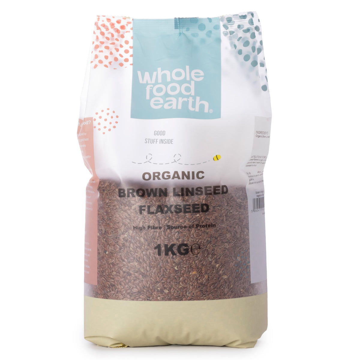Wholefood Earth Organic Brown Linseed / Flaxseed, Raw, GMO Free, 1kg