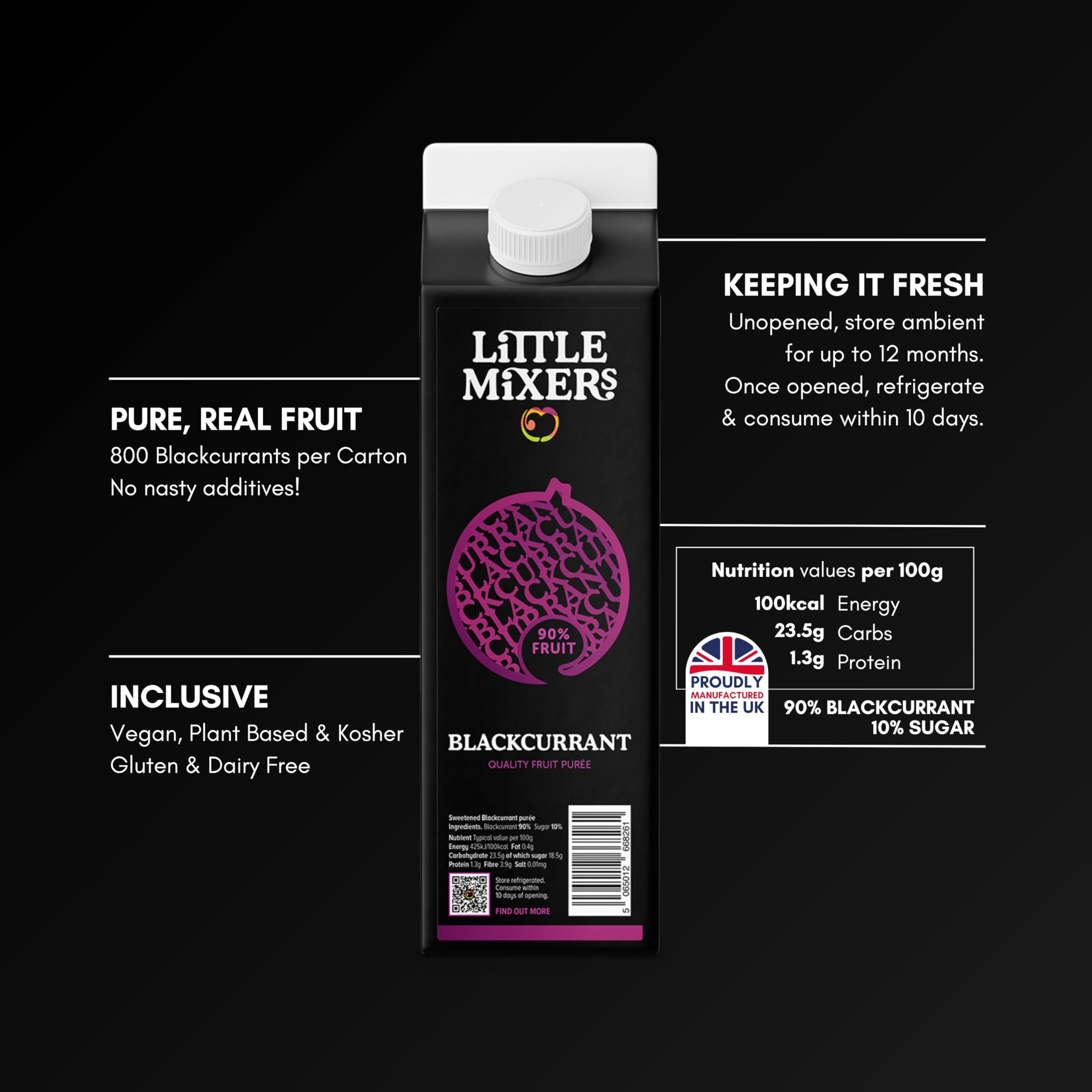 LITTLE MIXERS Blackcurrant Purée - Real Fruit Cocktail Mixer | 1 KG 2