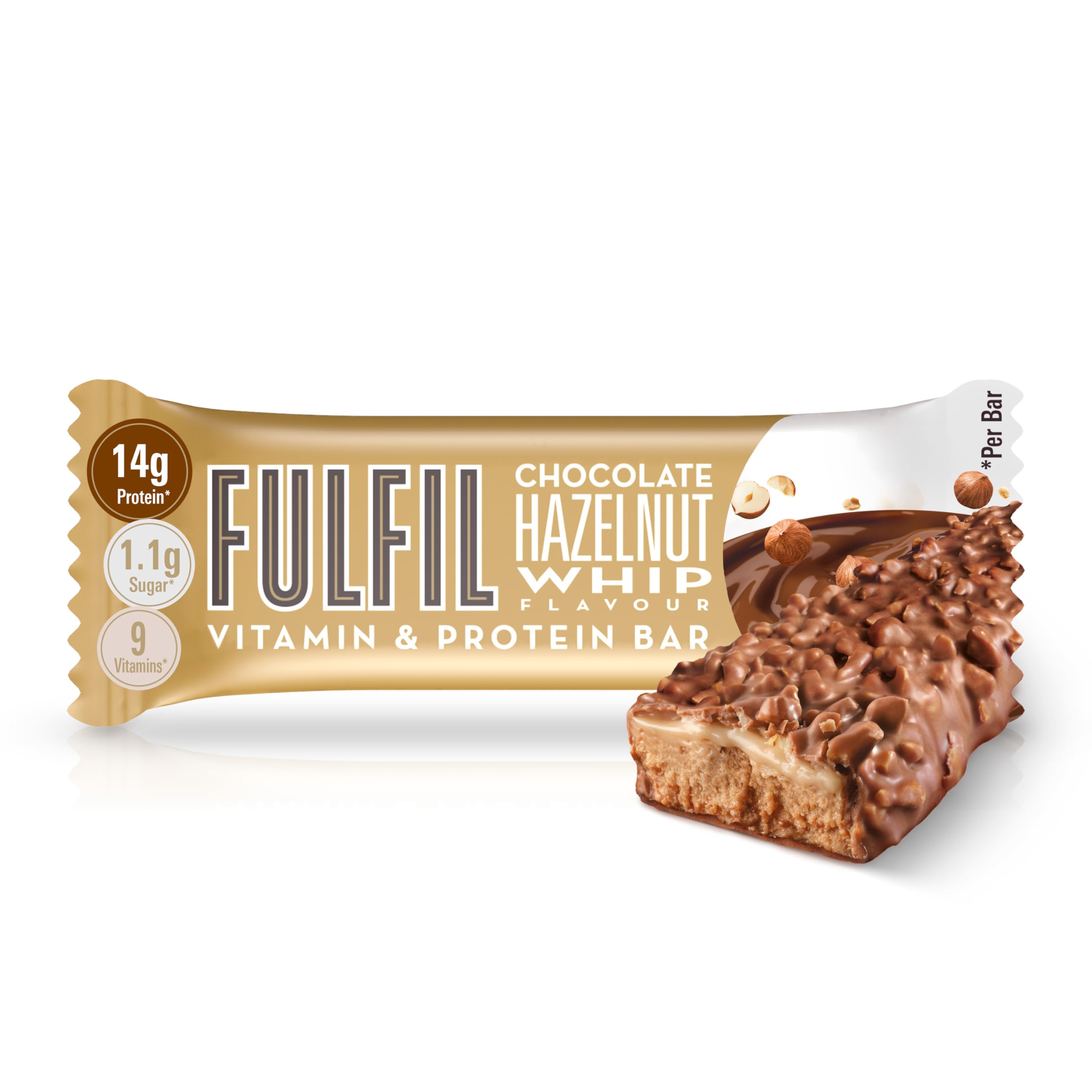 Fulfil Chocolate Hazelnut Whip Protein Bar - High Protein, Low Sugar, 9 Vitamins | 40g