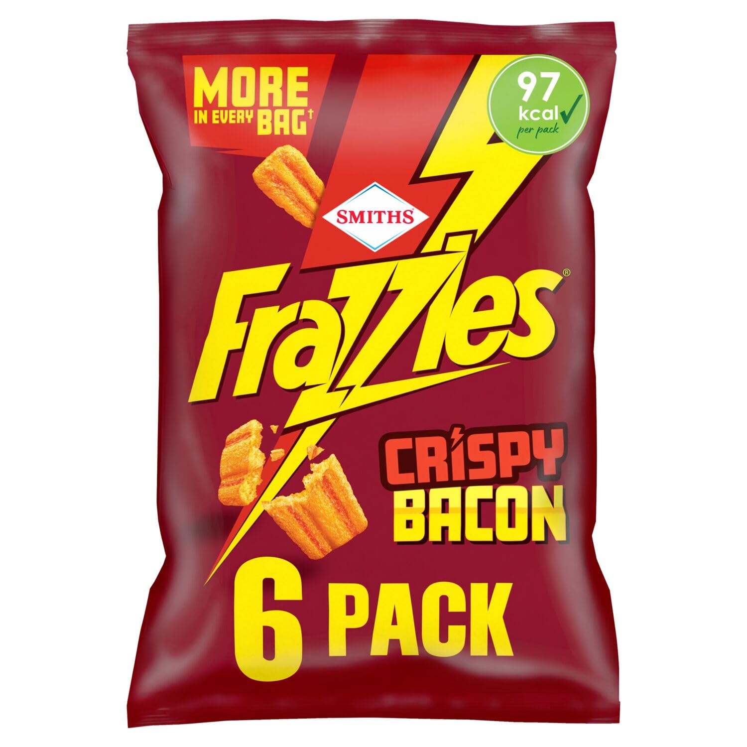 Frazzles Bacon Flavour Crisps 6pk - Baked Not Fried, 97Kcal Per Pack