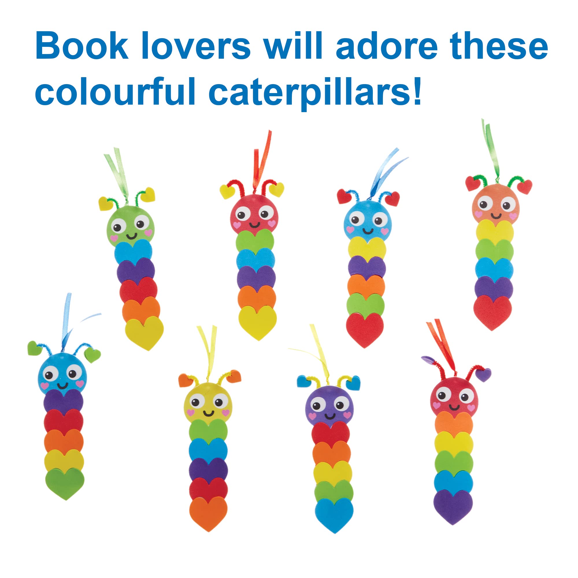 Baker Ross FX455 Caterpillar Rainbow Love Heart Bookmark Craft Kit - Pack of8 17