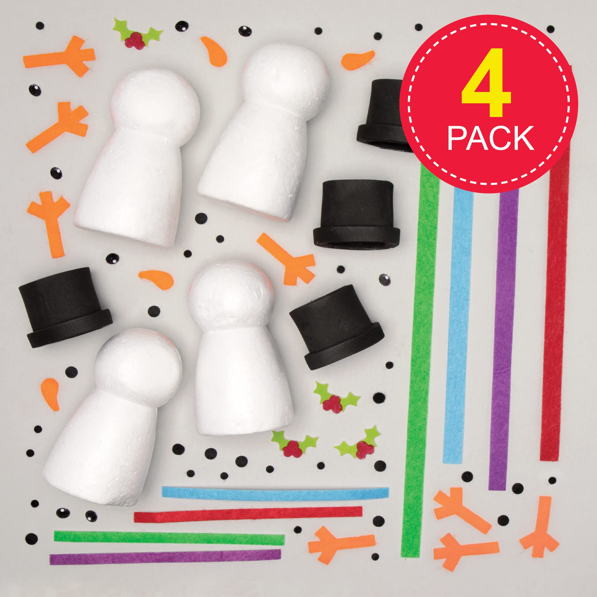 Baker Ross Build a Snowman Craft Kit - Pack of 4, Christmas Arts & Crafts for Kids 3