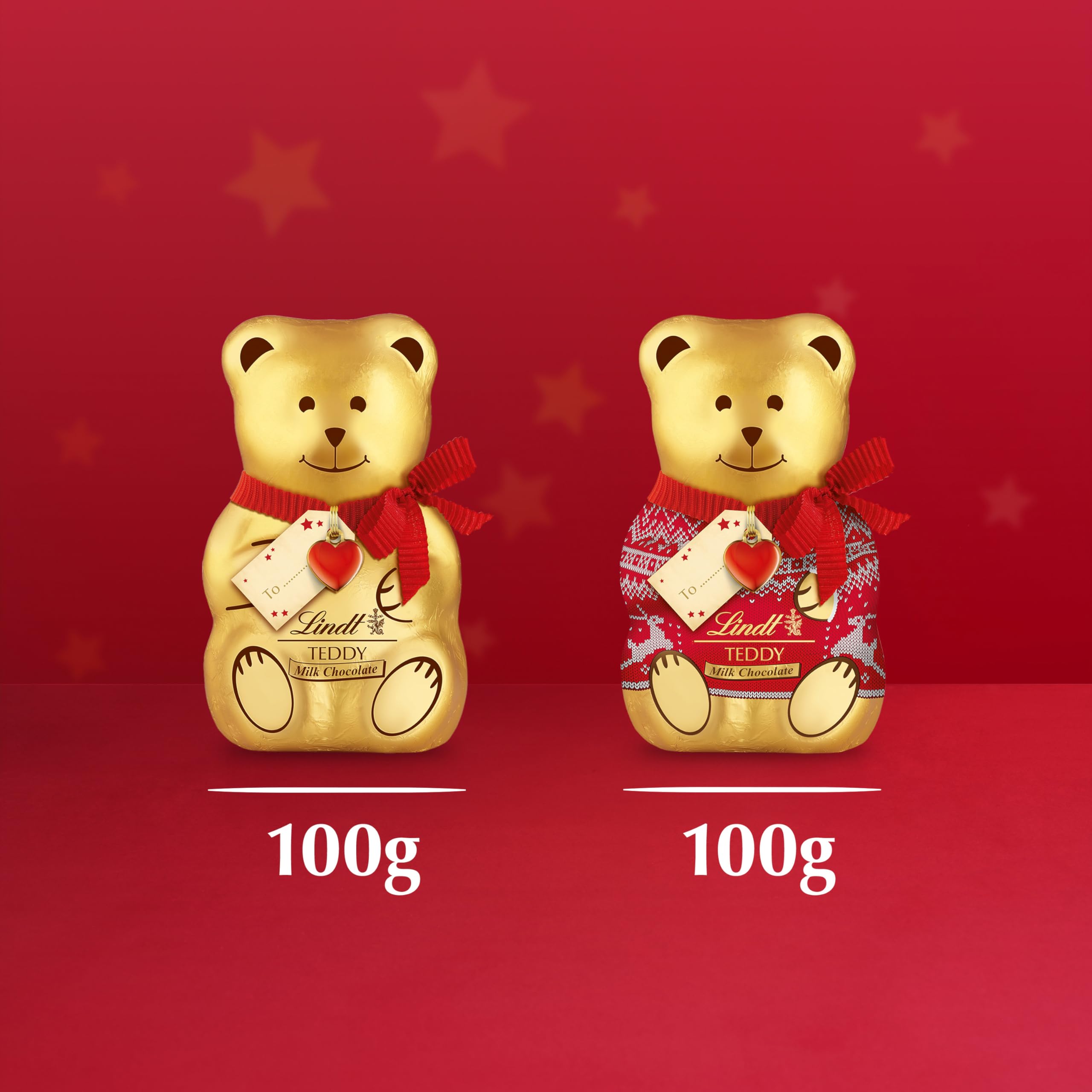 Lindt Teddy Milk Chocolate with Red Gift Tag – 100g – Christmas Gift Bundle of 3